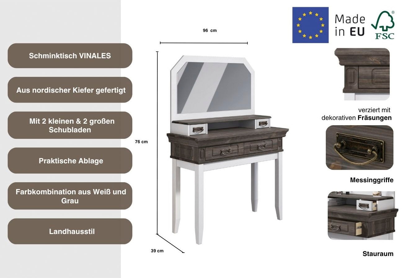 GOODproduct Coiffeuse »Vinales, Konsole für den Flur« Aus massiver Kiefer, mit Fräsungen