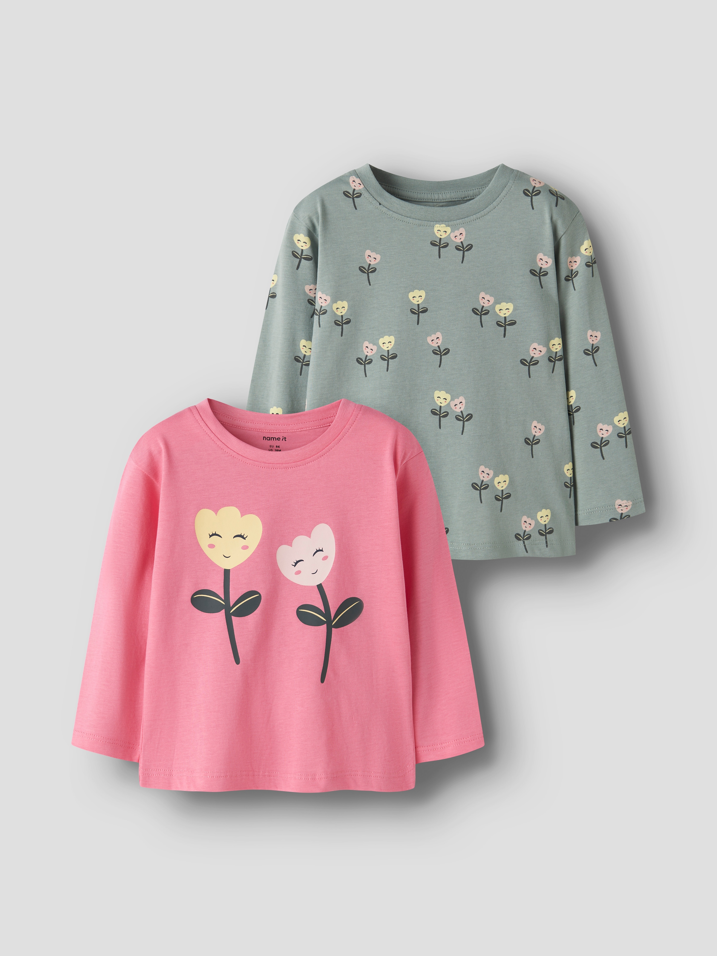 Name It T-shirt à manches longues »NMFVELDA 2P LS NREG TOP« Paquet, 2 coton, coupe régulière