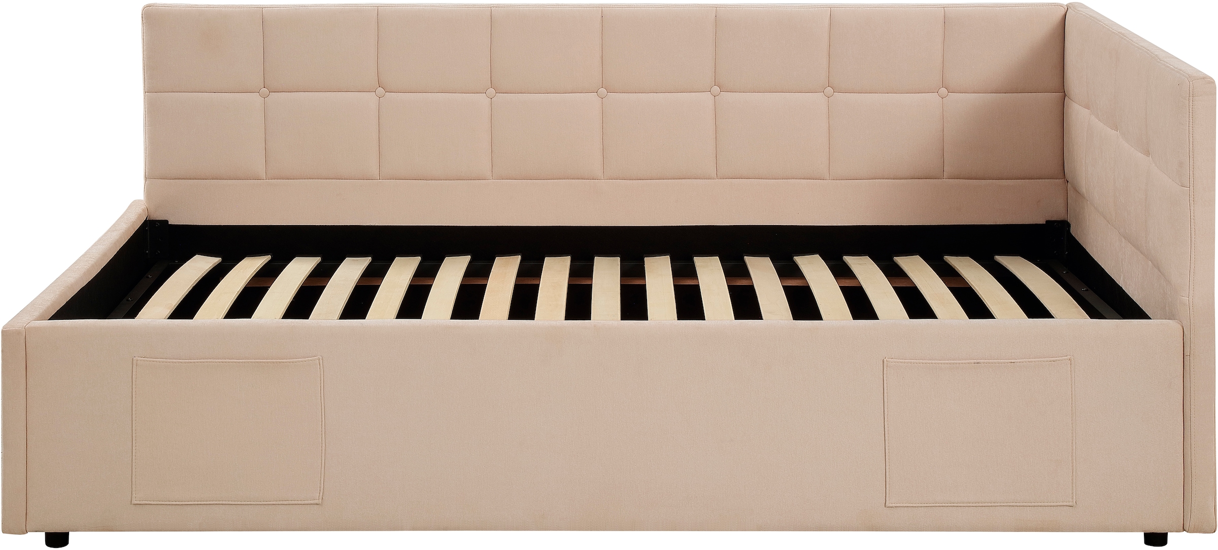 GOODproduct Lit de jour »MALIKA, Schlafsofa mit Stauraum und Lattenrost« Kopfteil links/rechts montierbar, mit 3 Fächern