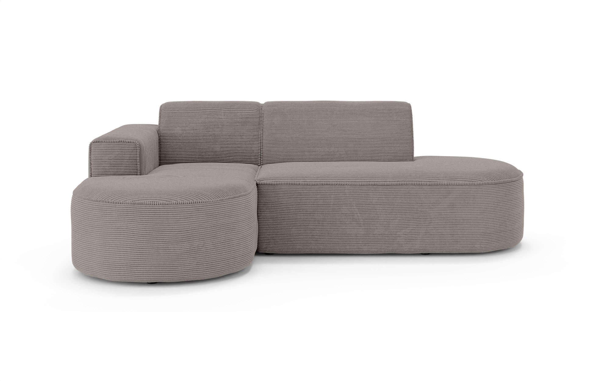 GOODproduct Canapé d'angle »ADELLA Design-Sofa mit Recamiere rechts/links, 248/159/76 cm« L-Form mit Wellenunterfederung, runde Form, auch in Cord