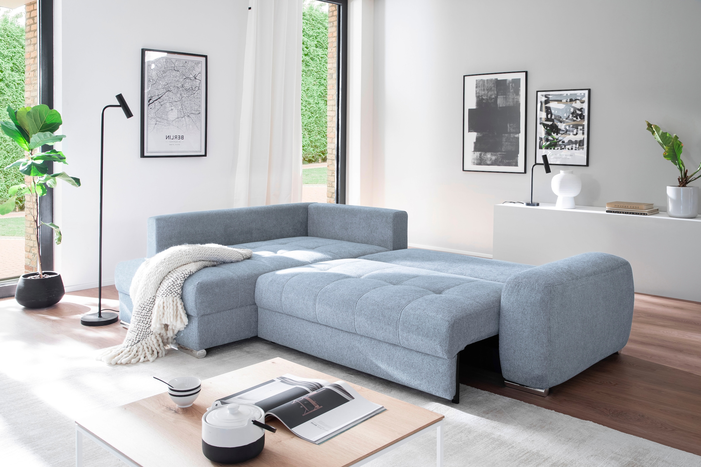 Mr. Couch Canapé d'angle »Mykonos, L-Form, Dauerschläfer« Mit Boxpring-Taschenfederkern