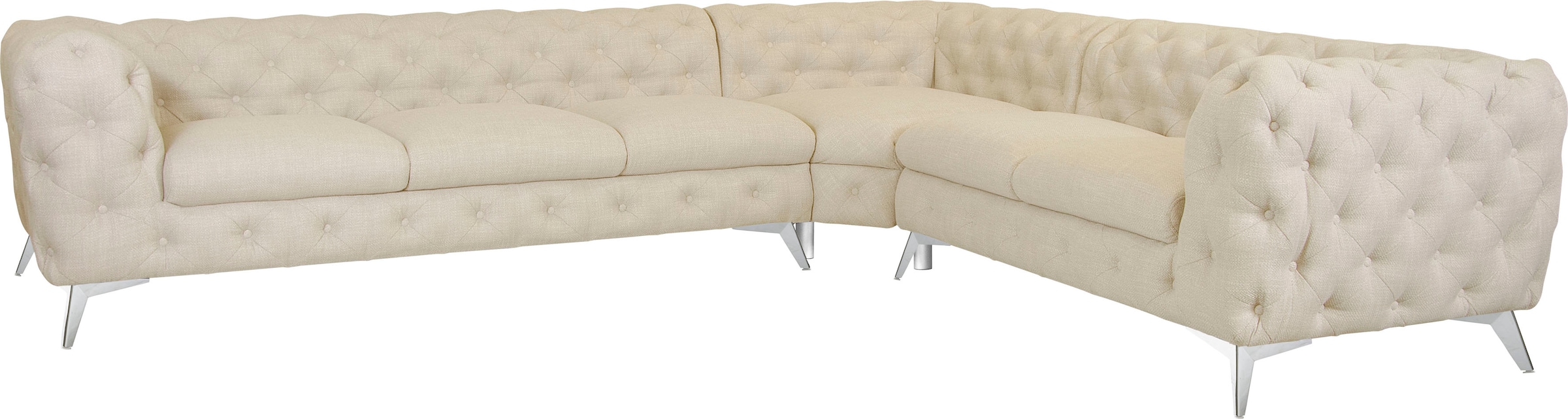 Home affaire Chesterfield-Sofa »Ecksofa GLYNIS L-Form mit Wellenunterfederung, Masse B/T/H 323/264/75cm« aufwändige Knopfheftung, moderne Chesterfield Optik, Fussfarbe wählbar