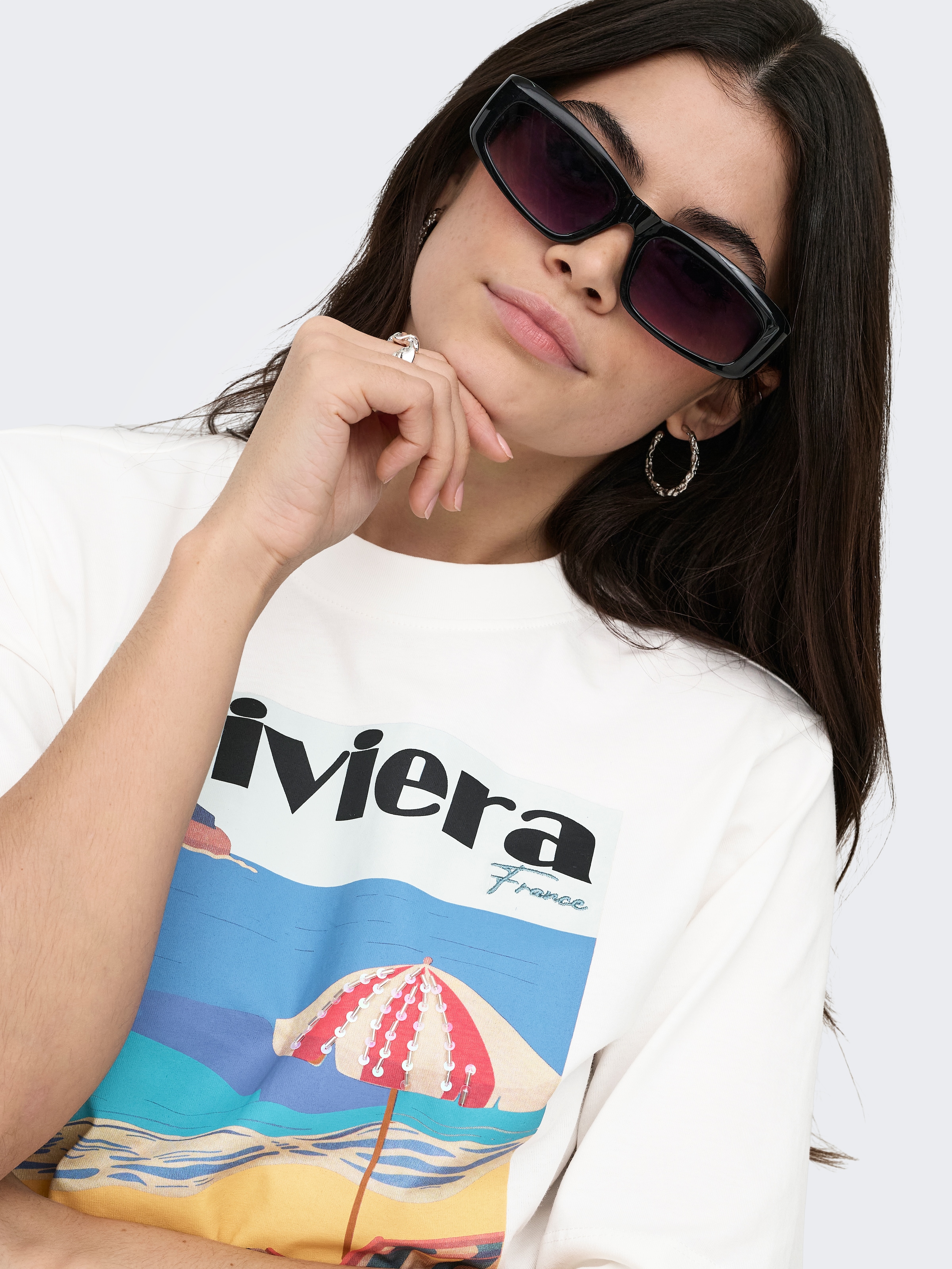 ONLY T-shirt »ONLVEGA NEW S/S VIBE TOP BOX JRS« coton, coupe régulière, col rond