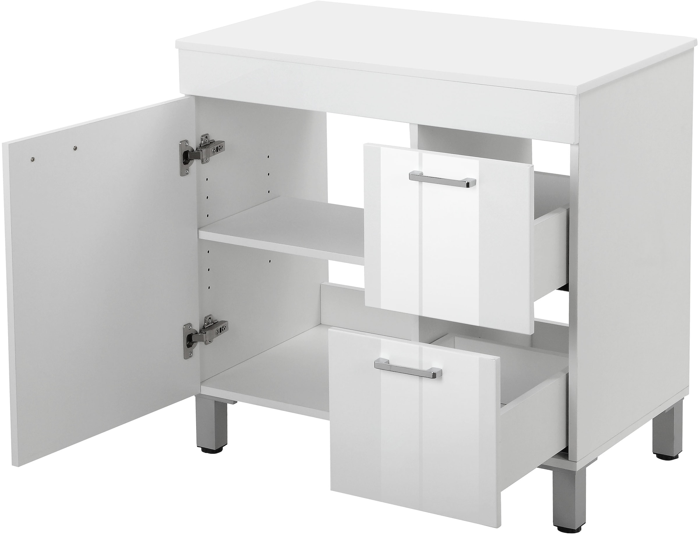 welltime Table de lavage »Florenz, Badezimmerschrank,Badschrank« Stauraum Waschtisch, 2 Schubladen und 1 Tür
