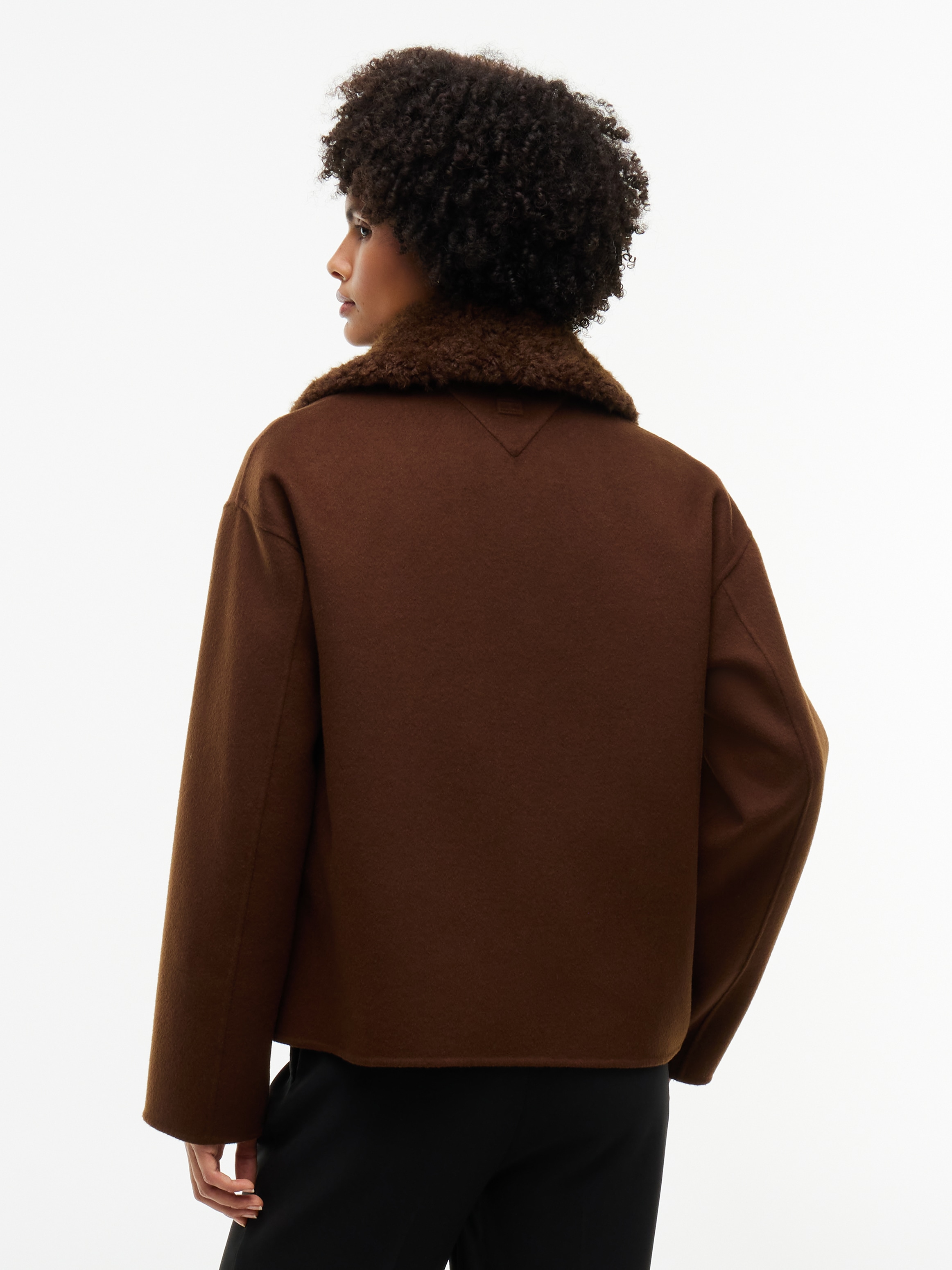 Tommy Hilfiger Veste courte »DF WOOL ZIP THROUGH JACKET« mélange de matériaux, avec laine