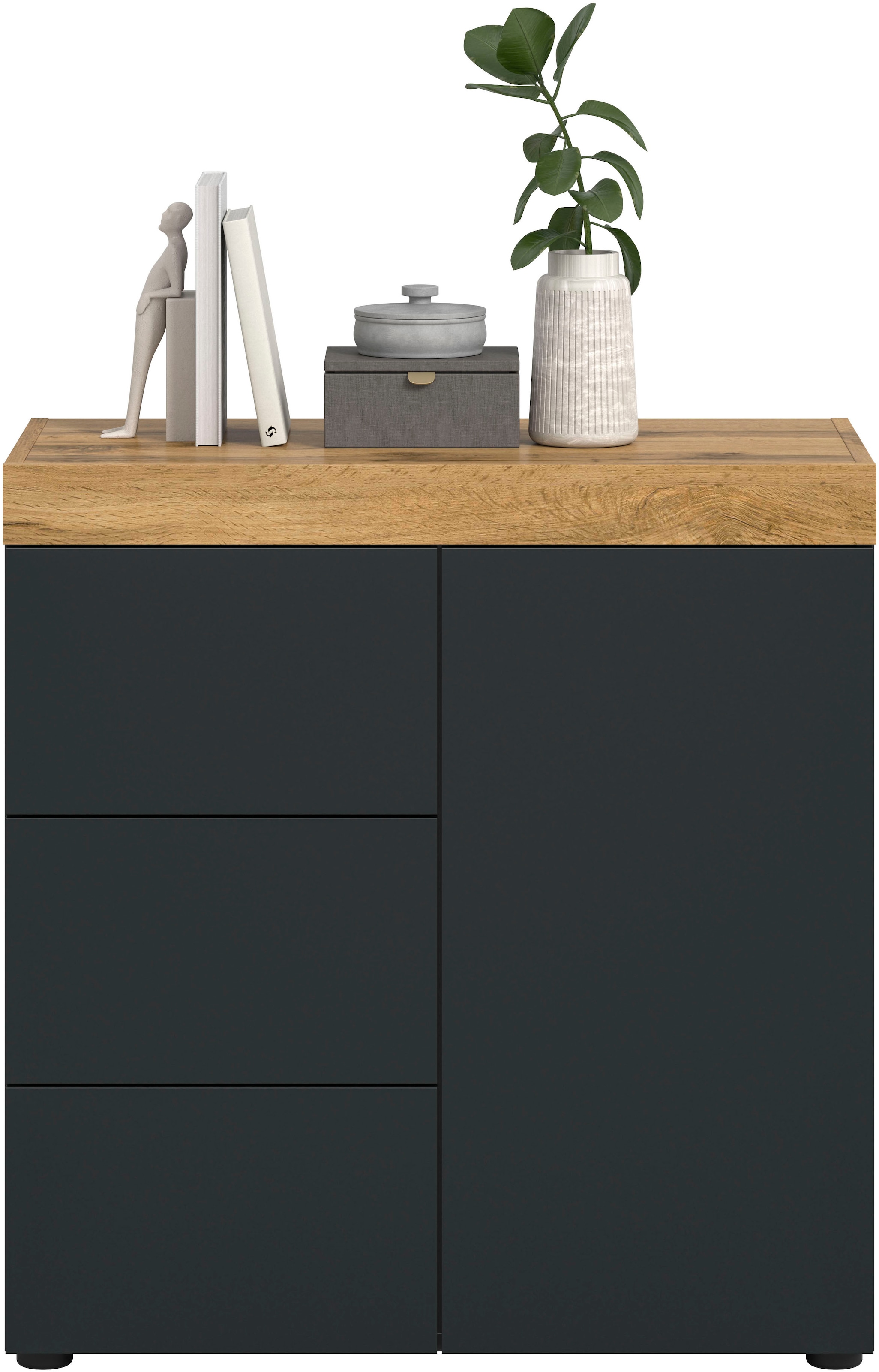GOODproduct Commode »MAMBO, Breite 77cm, 1 Tür, 3 Schubkästen, push-2-open« 2 farbige Ausführung, in verschiedenen Farben erhältlich, 1 cuis tlg. Kommode, Anrichte, Wohnzimmer, Schlafzimmer
