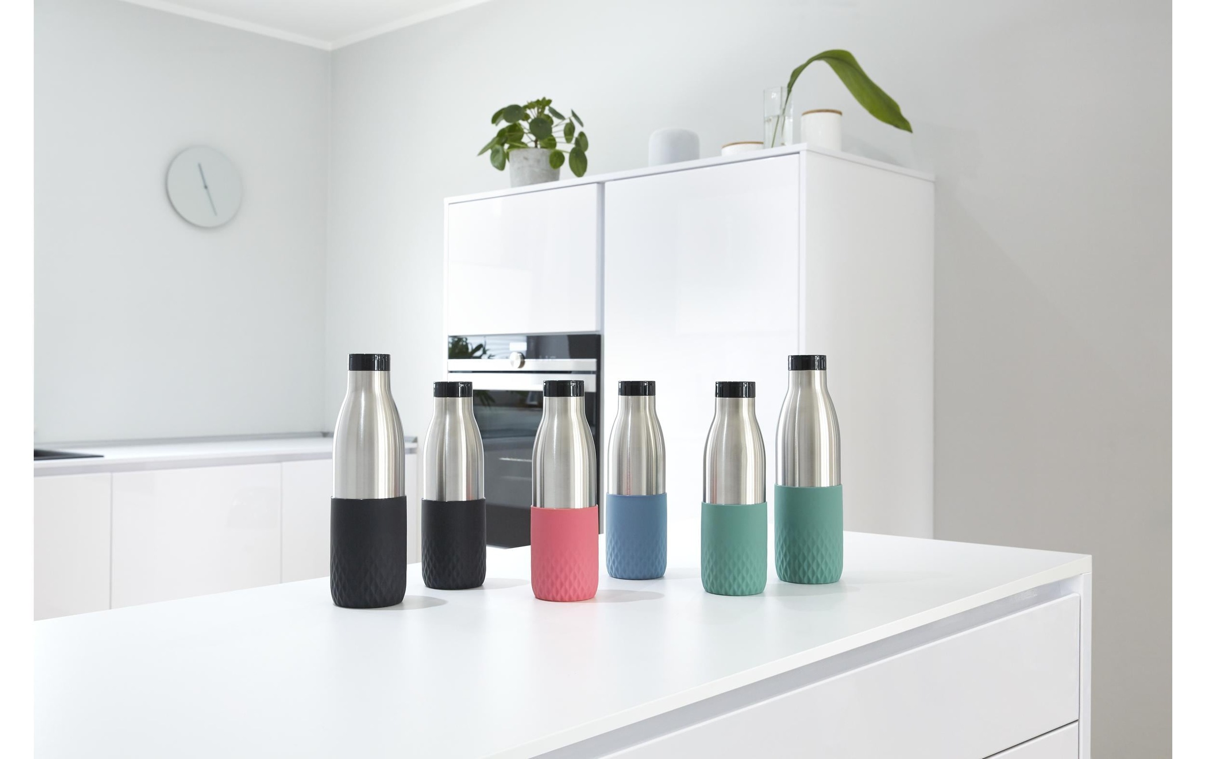 Emsa Gourde »Bludrop Sleeve« acier inoxydable/silicone, Quick-Press, 12h chaud/24h froid