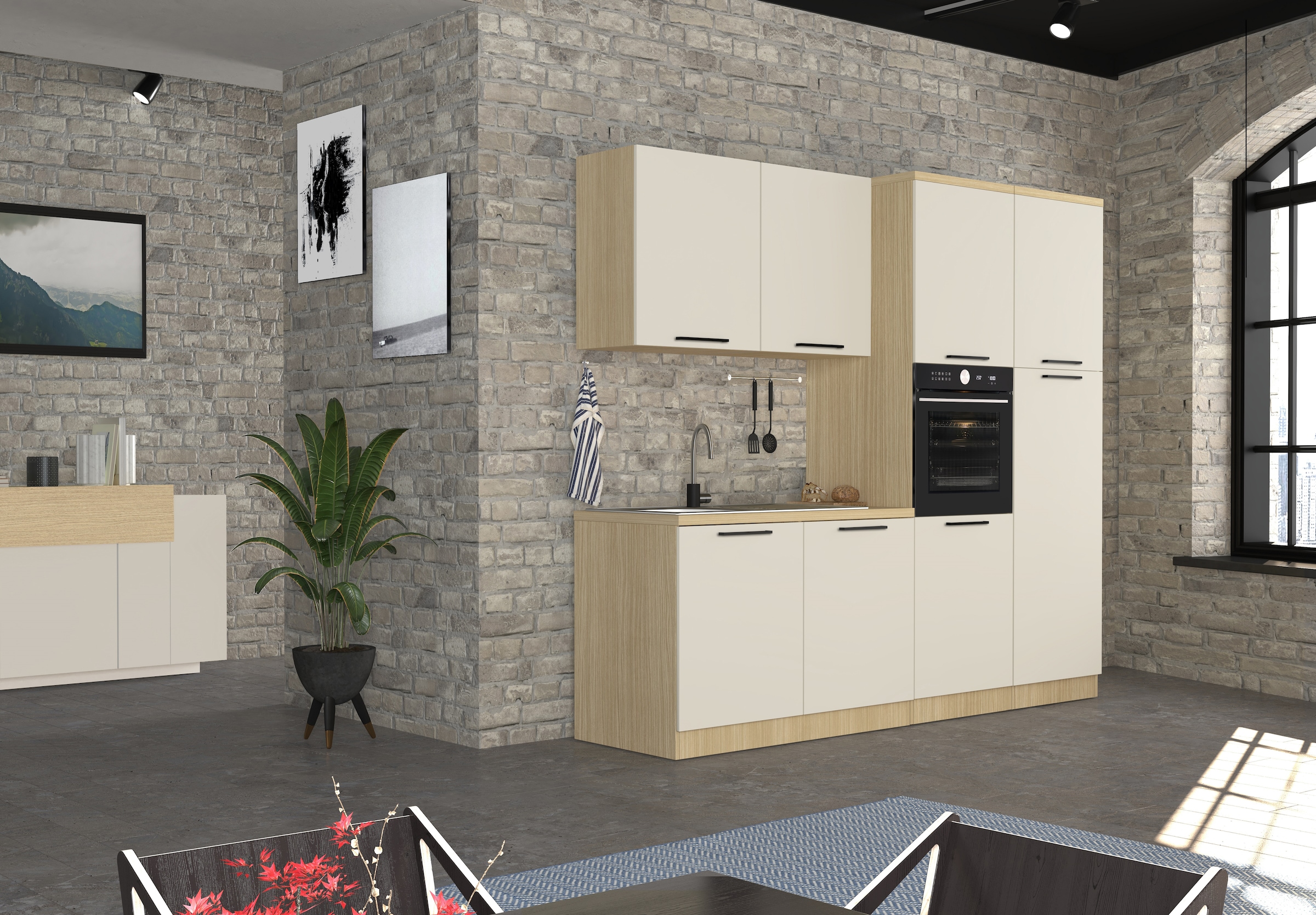 KOCHSTATION Vorratsschrank »Luna, Hochschrank, Küchenvorratsschrank, Speiseschrank, Made in Italy« B/T/H: 60×60×214,5 cm, mit 6 grosszügigen Fächern