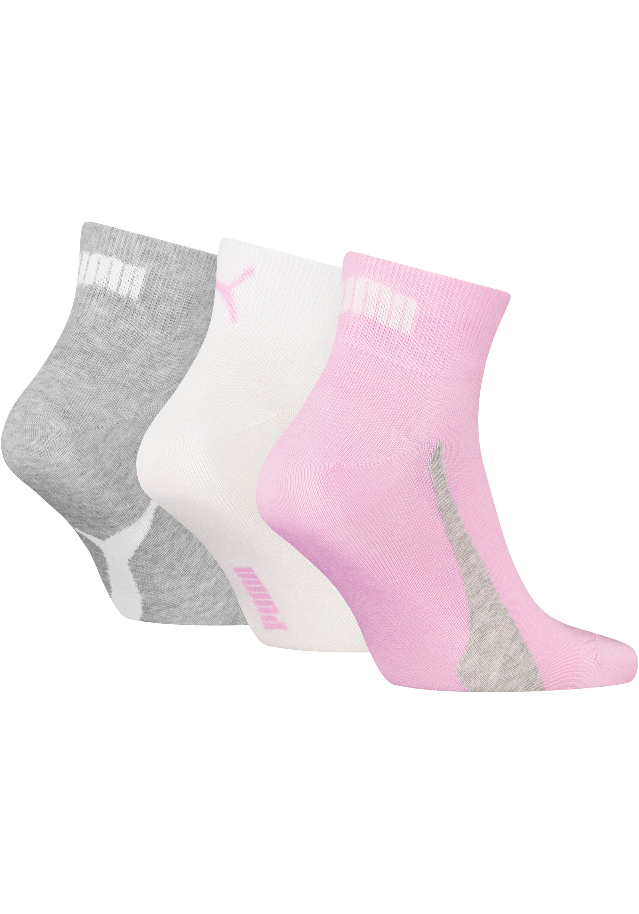 PUMA Chaussettes courtes »PUMA UNISEX LIFESTYLE QUARTER 3P« 3 Paar, 3 Couple tlg. mit kurzem geripptem Schaft