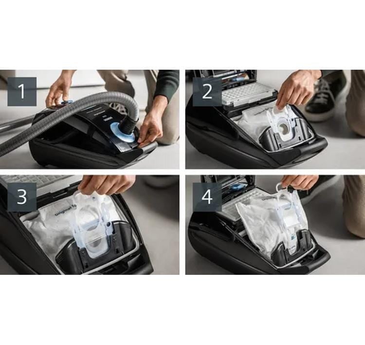 SIEMENS Aspirateur pour sols »Q 5.0 extreme silencePower VSQ5X1230, Made in Germany, Hygiene-Filter« 850 W mit Beutel hohe Saugkraft, integriertes Zubehör, langes Kabel, leise, schwarz