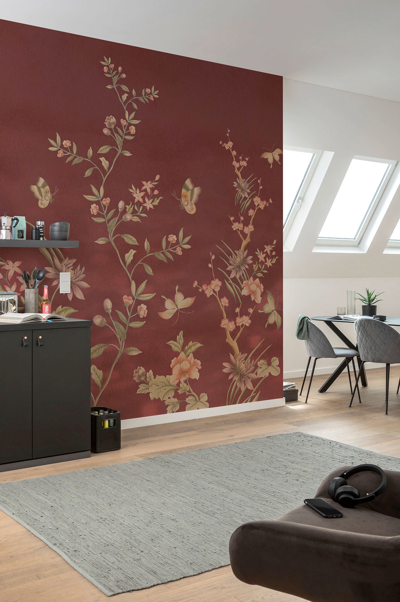 Komar Papier peint intissé »Digitaldruck Vlies -  Chinoiserie - Grösse 250 x 250 cm« imprimé Wohnzimmer, Schlafzimmer
