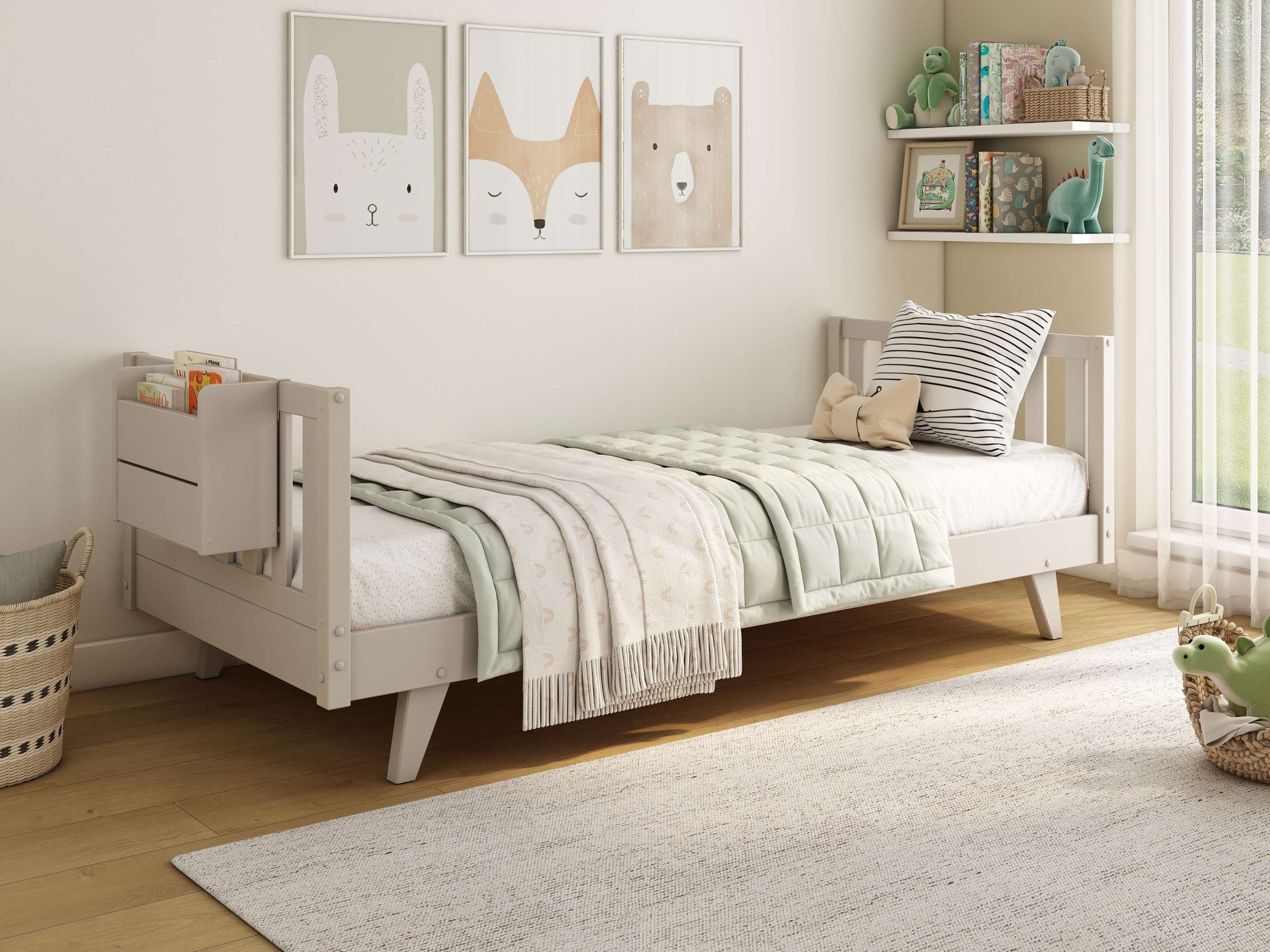 GOODproduct Lit d'enfant »Avelin« Pin massif, certifié FSC®, en couleur tendance cachemire beige