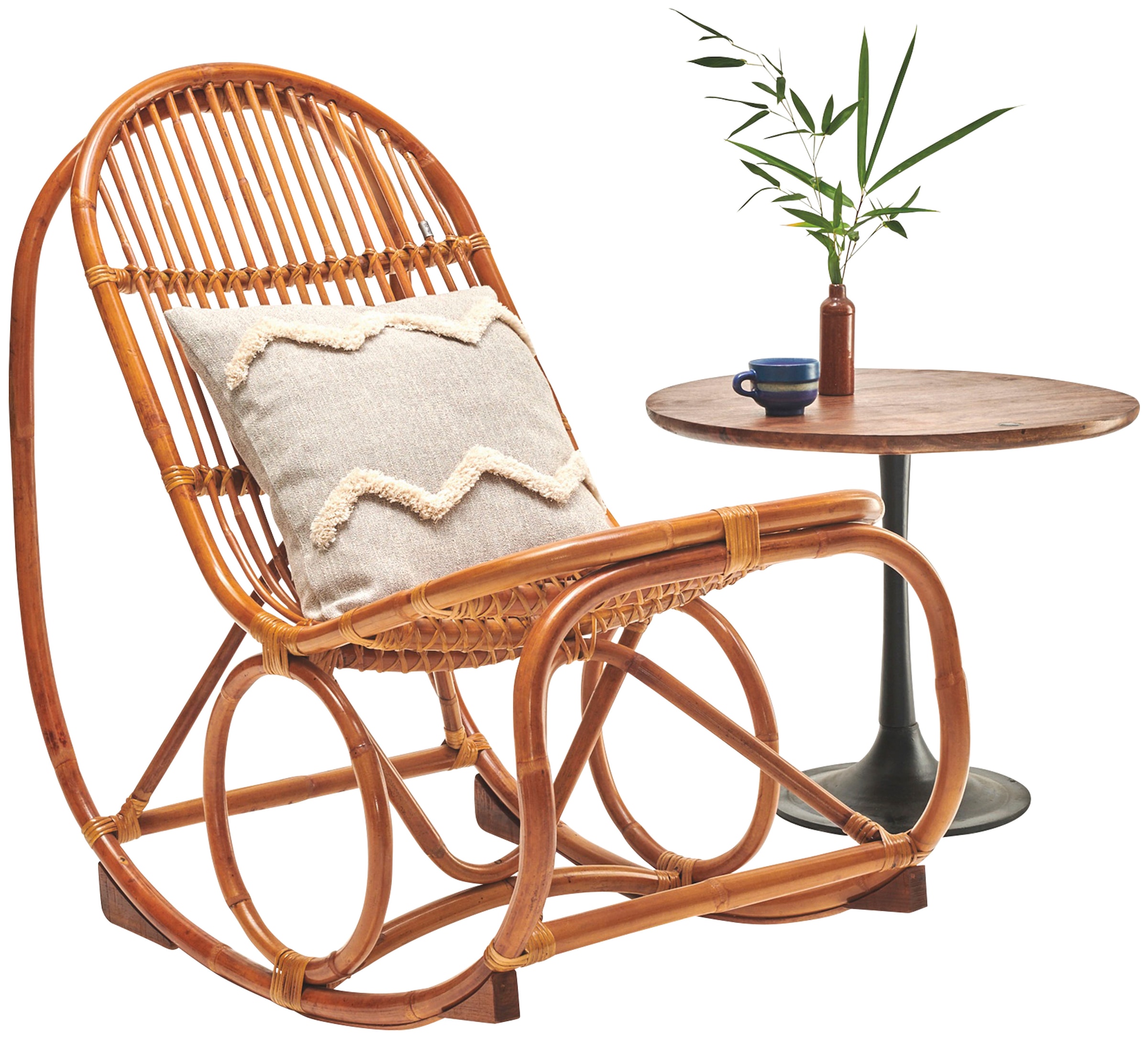 SIT Chaise à bascule »Kampala aus naturbelassenem Rattan mit Metallmanschette« () Fauteuil à bascule en rotin au look naturel