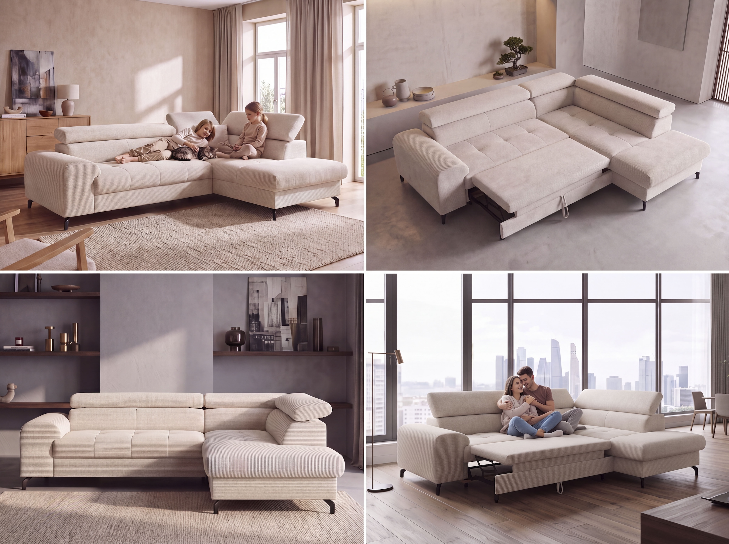 COTTA Canapé d'angle »Aura, L-Form, B: 260 cm, mit Schlaffunktion, auch in Cord erhältlich« avec fonction lit, coffre de lit et réglage du dossier
