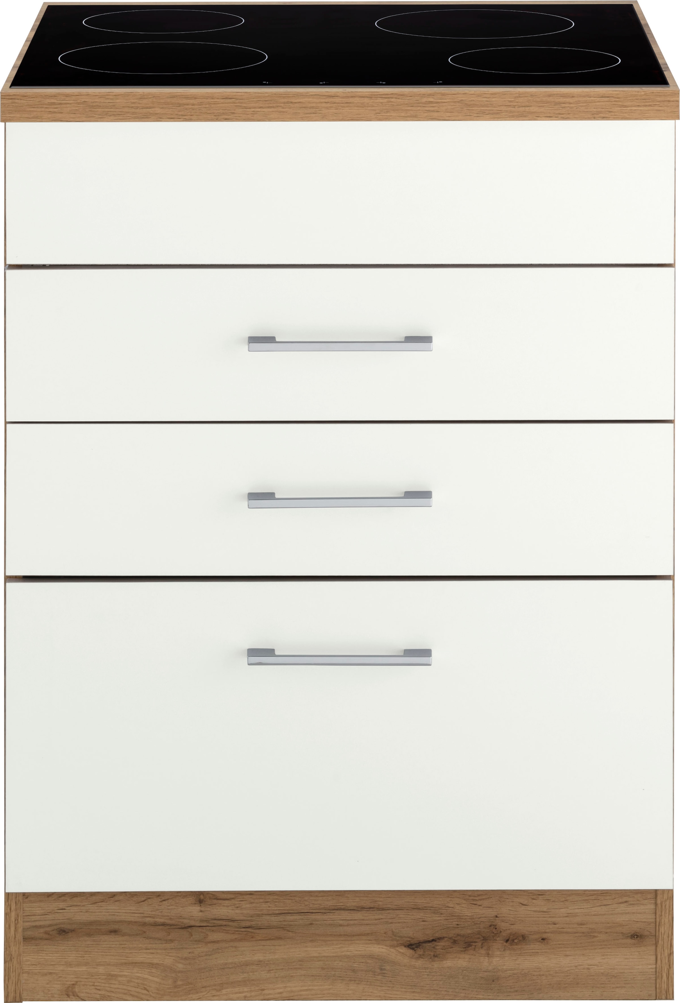 KOCHSTATION Armoire d'encastrement pour table de cuisson »KS-Colmar« 60 cm, avec poignée en métal, 2 tiroirs et 1 extension