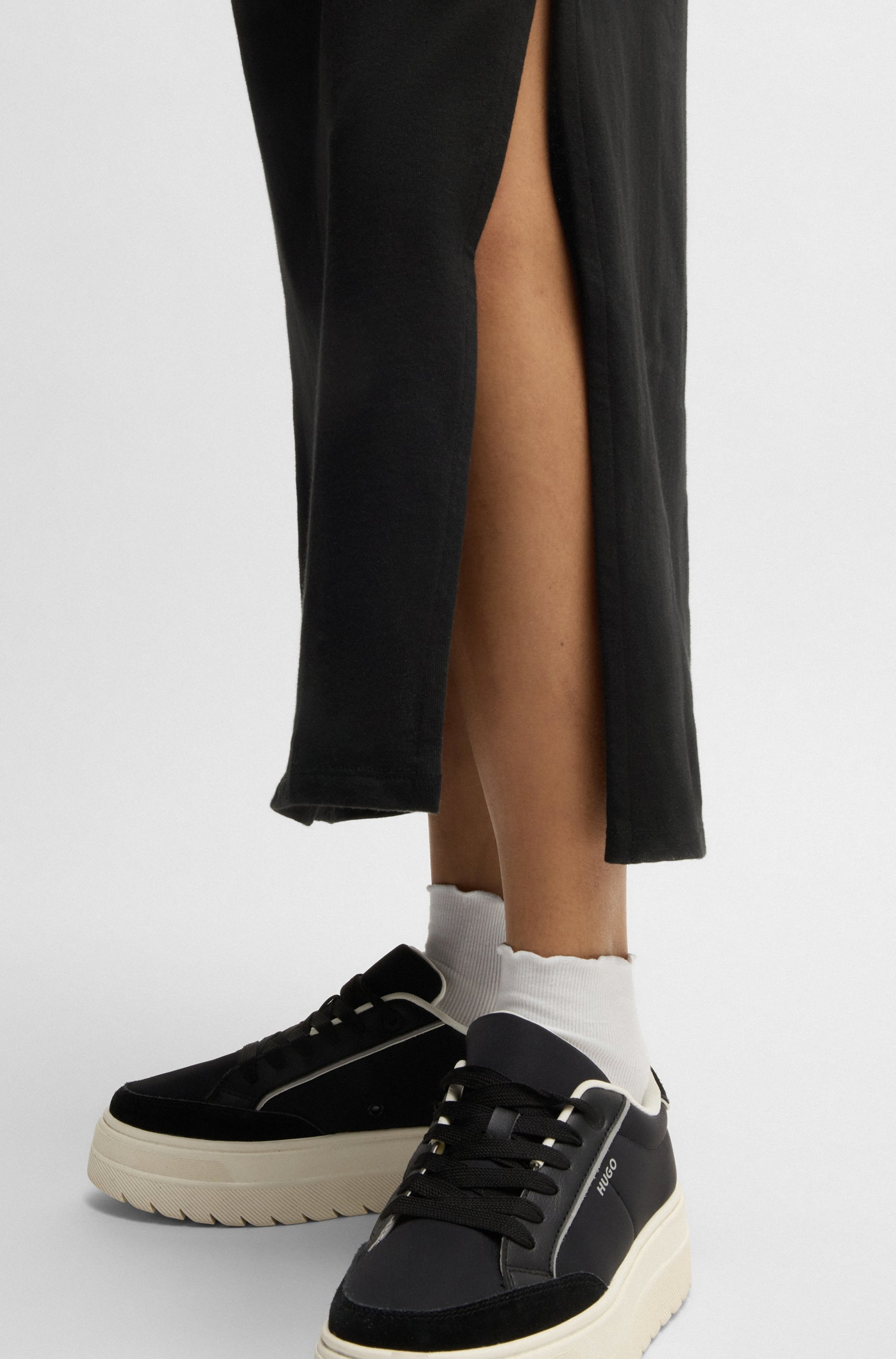 HUGO Blue Jerseykleid »Nalle« Oversized mit Schlitz, mit Logostickerei, Jersey