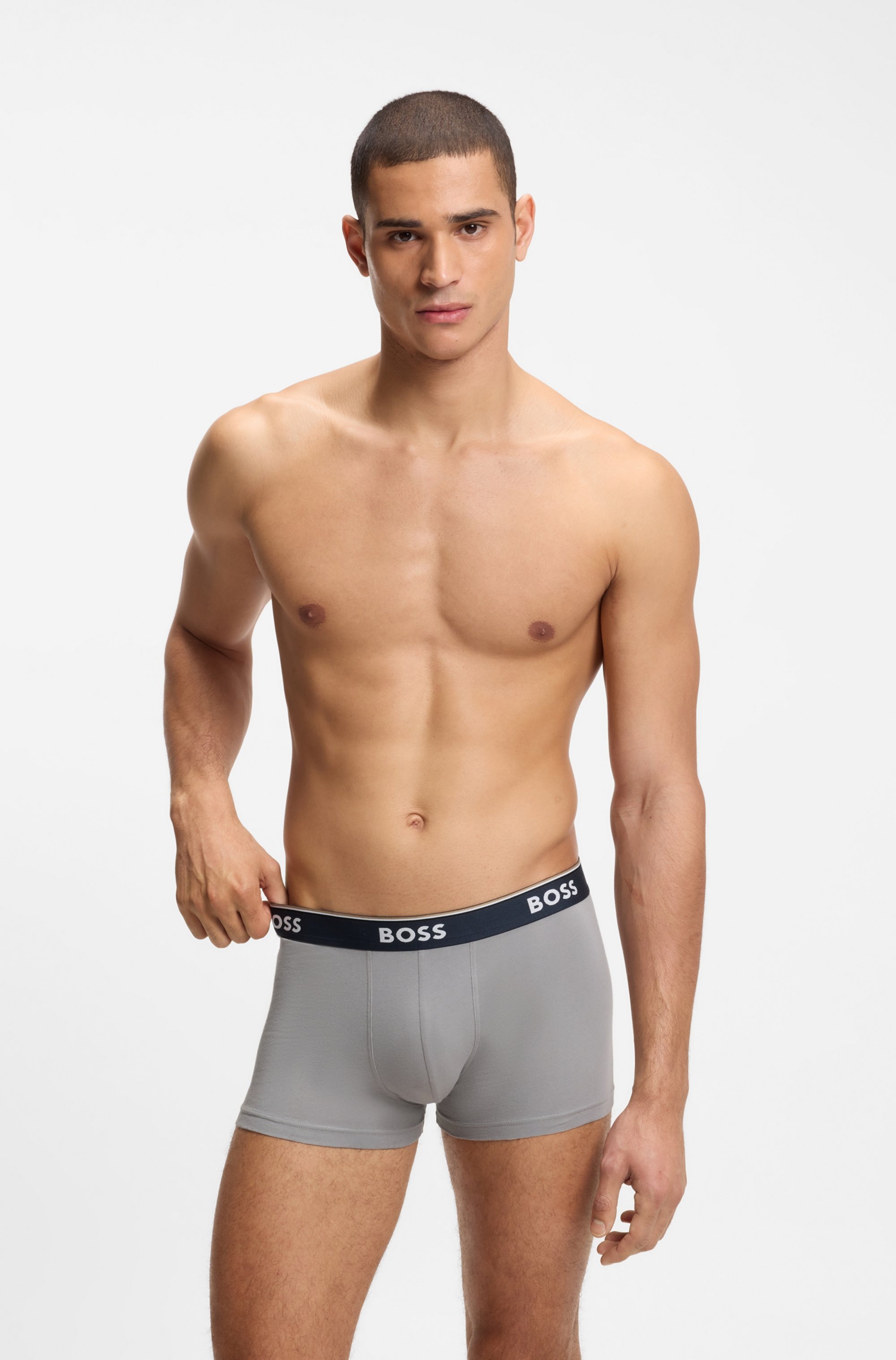 BOSS Trunk Packung, 3 Stk. aus Stretch-Baumwolle mit Logo-Bund, mittlere Bundhöhe