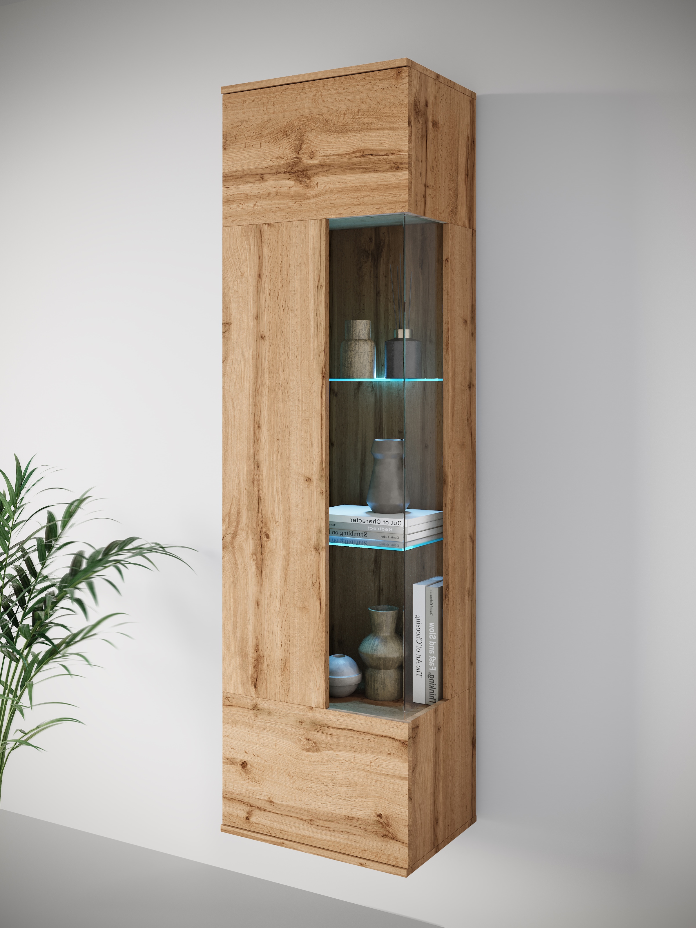 GOODproduct Vitrine »Kenia, stehend und hängend, Türanschlag wechselbar« 1 Stk. tlg. Vitrineschrank mit Glastüren 160 cm Höhe