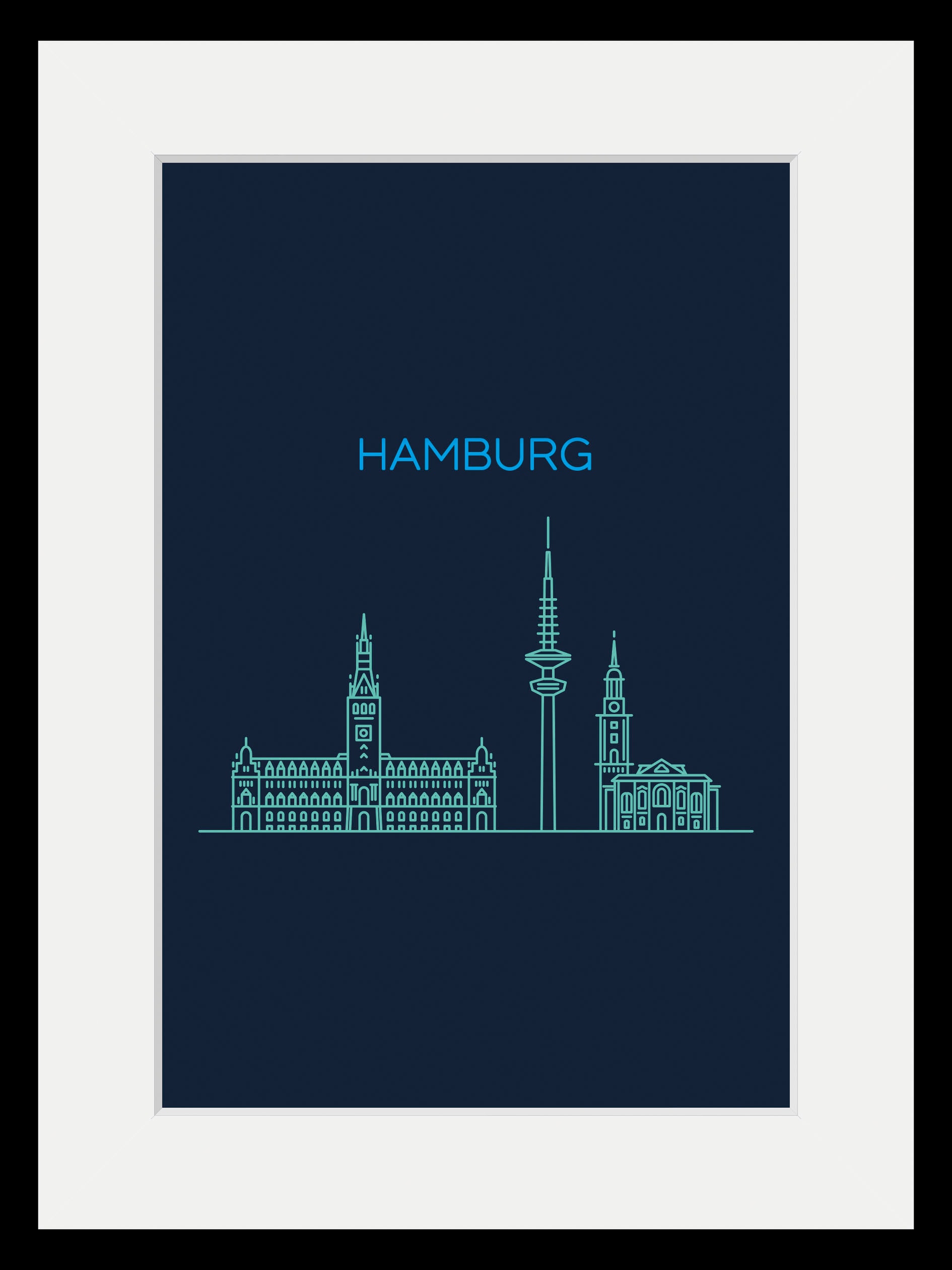 queence Bild »Hamburg Sightseeing« Deutschland | Gebäude | Hamburg | Kirche | Schriftzug | Stadt | Städte 1 Stk. tlg. HD Premium Poster-Druck inkl. Holzrahmen