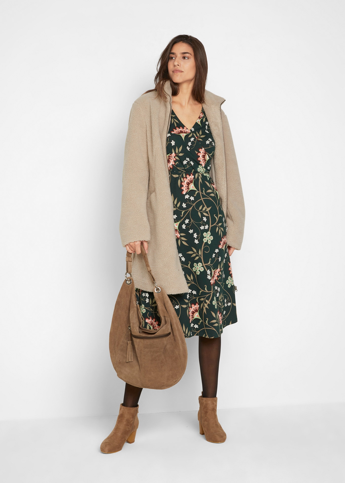 bonprix Jerseykleid »Baumwoll-Jerseykleid in Wickeloptik« für Alltag, aus Baumwolle und Elasthan, mit Wickeloptik