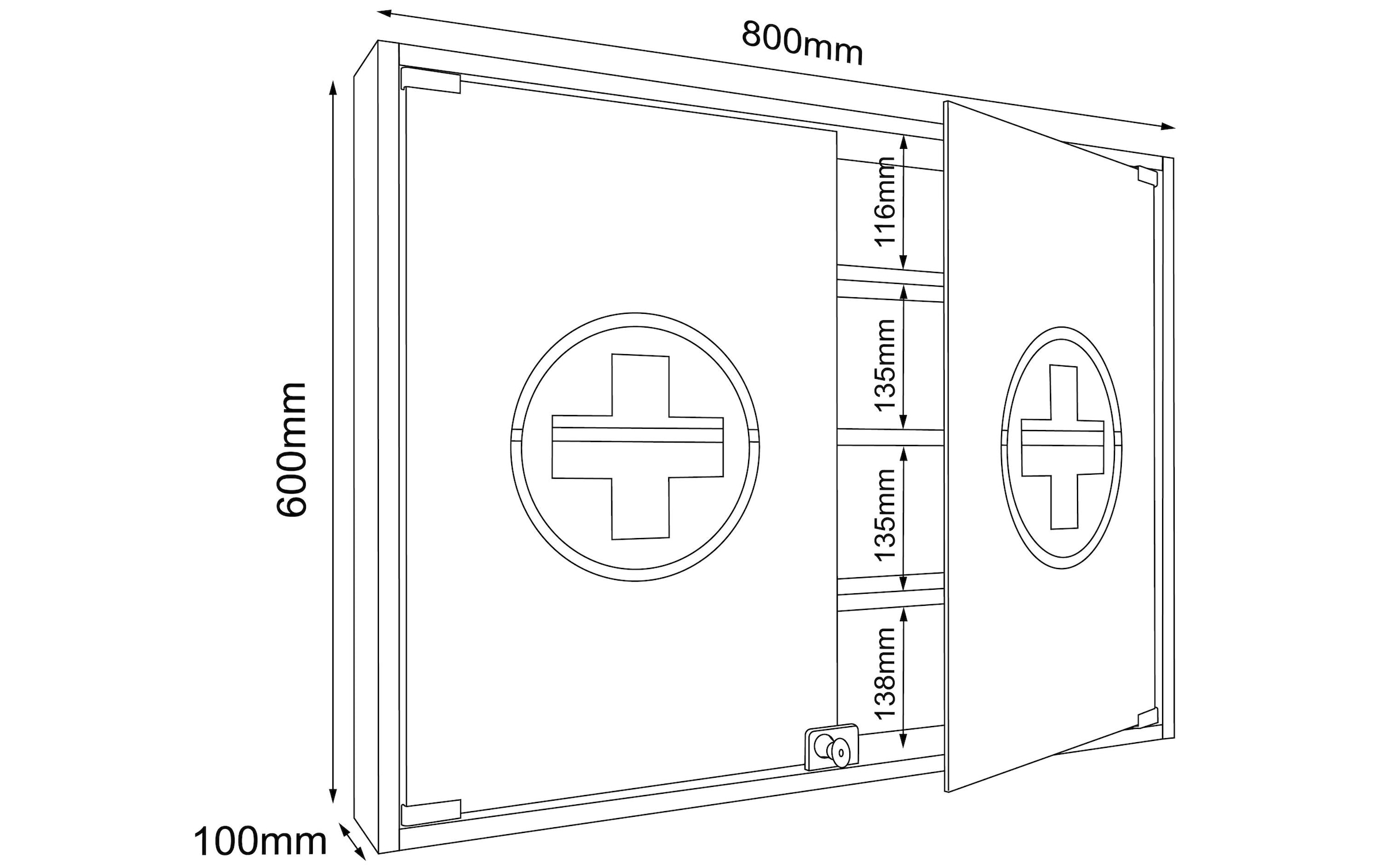 VCM Armoire à pharmacie »Erste Hilfe Schrank Hustila L 60 x 80 x 10 cm«