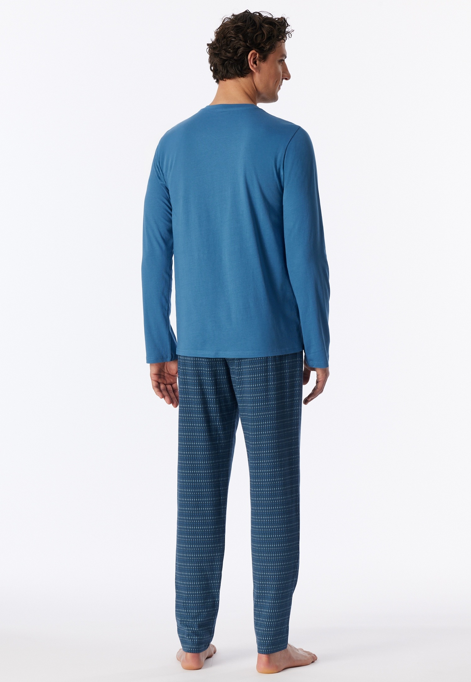 Schiesser Schlafanzug »Casual Essentials« 2tlg., 2 mit unifarbenem Langarmshirt mit rundem Halsausschnitt