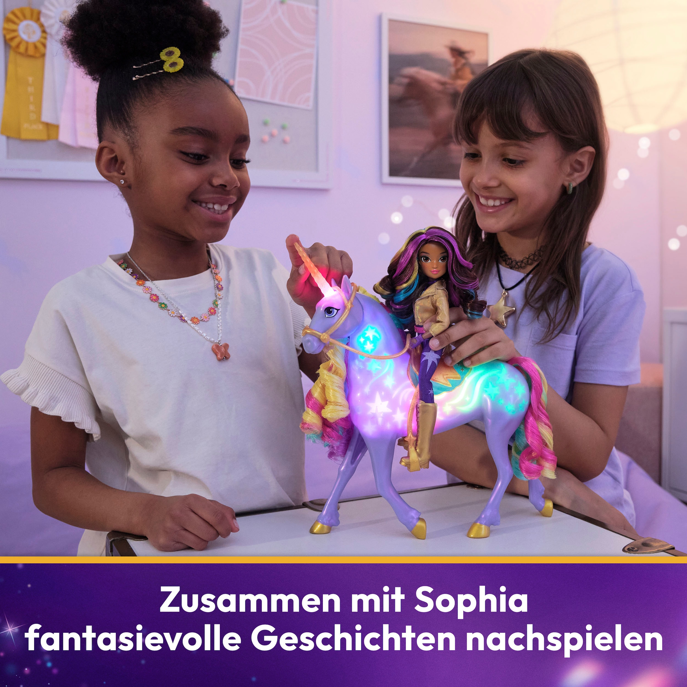Spin Master Anziehpuppe »Unicorn Academy - Interactive Rainbow Light-Up Wildstar & Sophia« mit Licht- & Soundeffekt