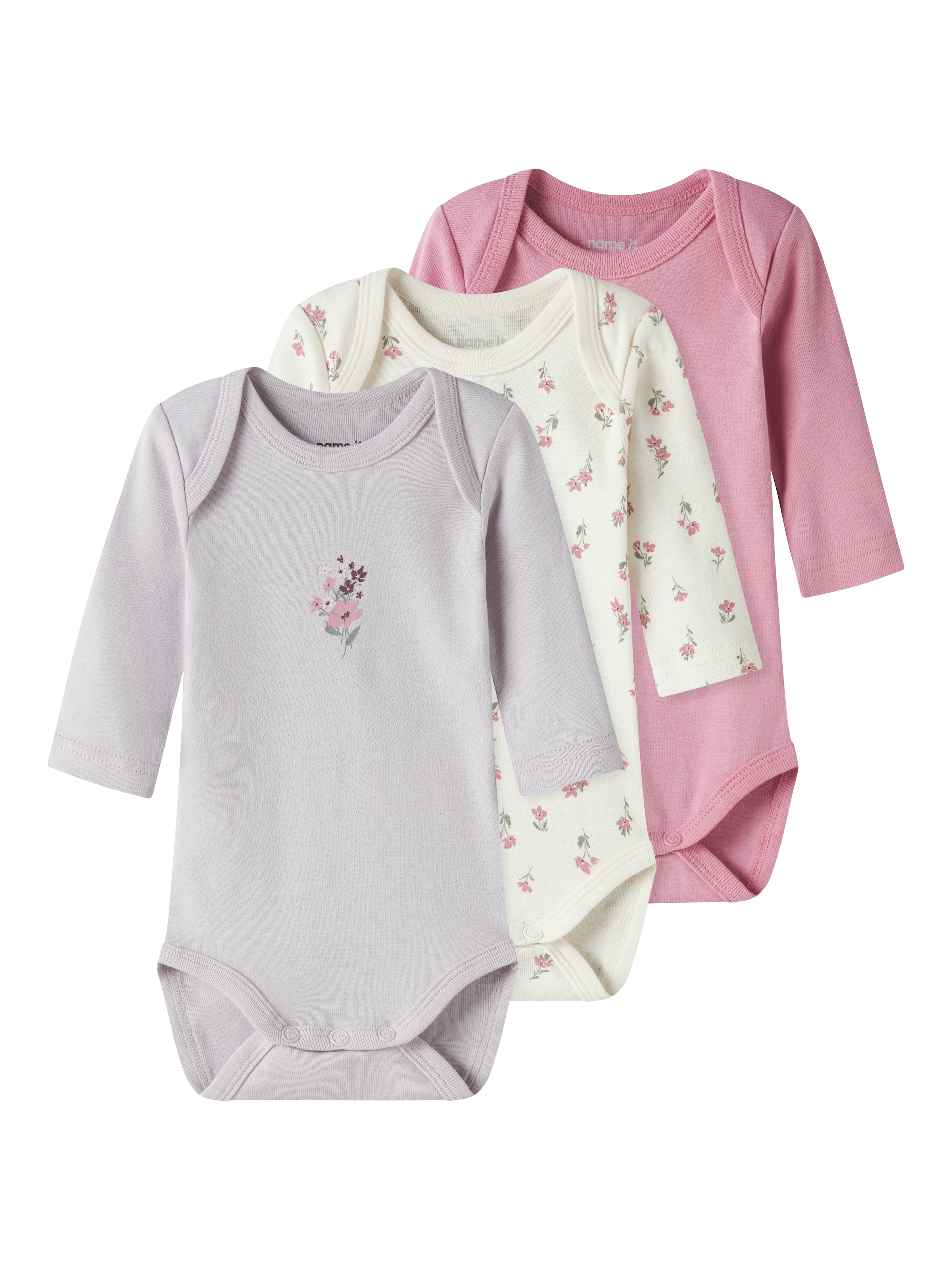 Name It Body à manches longues »NBFBODY 3P LS FLOWER NOOS« Packung, 3 pièces