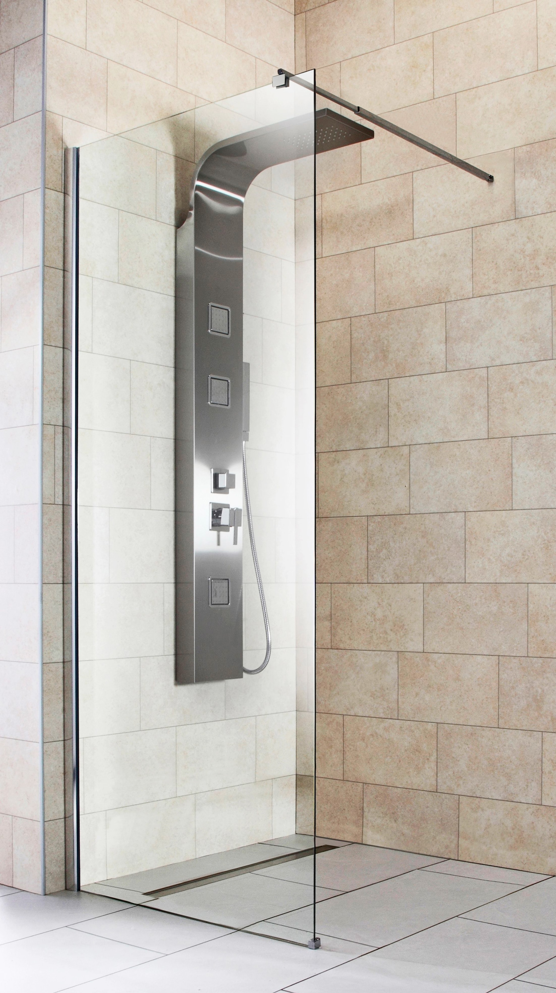 welltime Walk-in-Dusche »Tropea light« Inklusive verstellbarem Wandarm