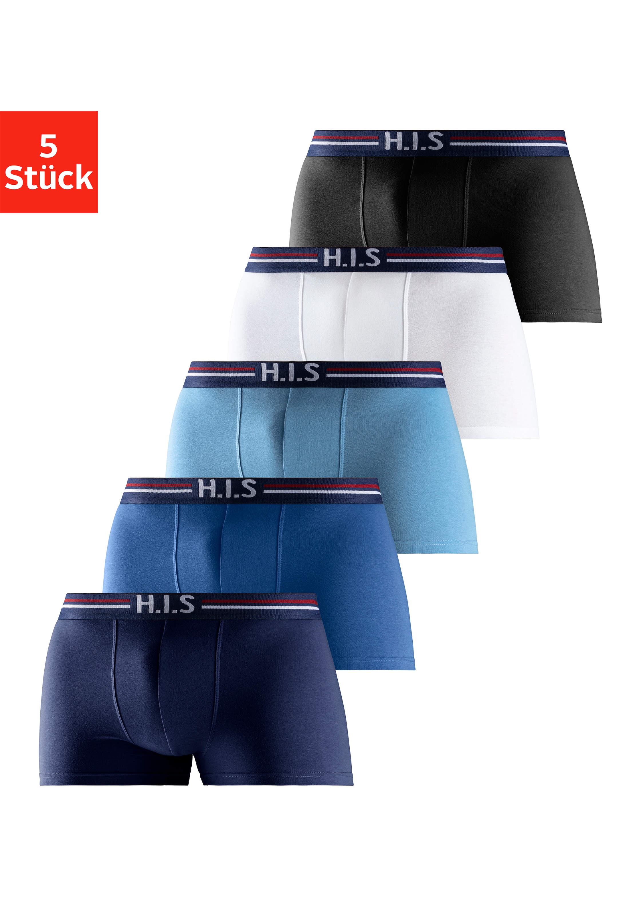 H.I.S Boxer »Boxershorts für Herren« Packung, 5 cuis mit Streifen und Markenlogo im Bund