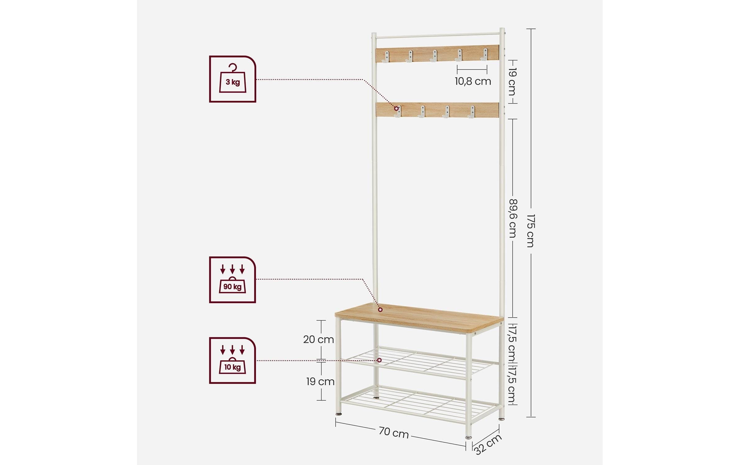 VASAGLE Garderobenständer »mit Schuhregal«