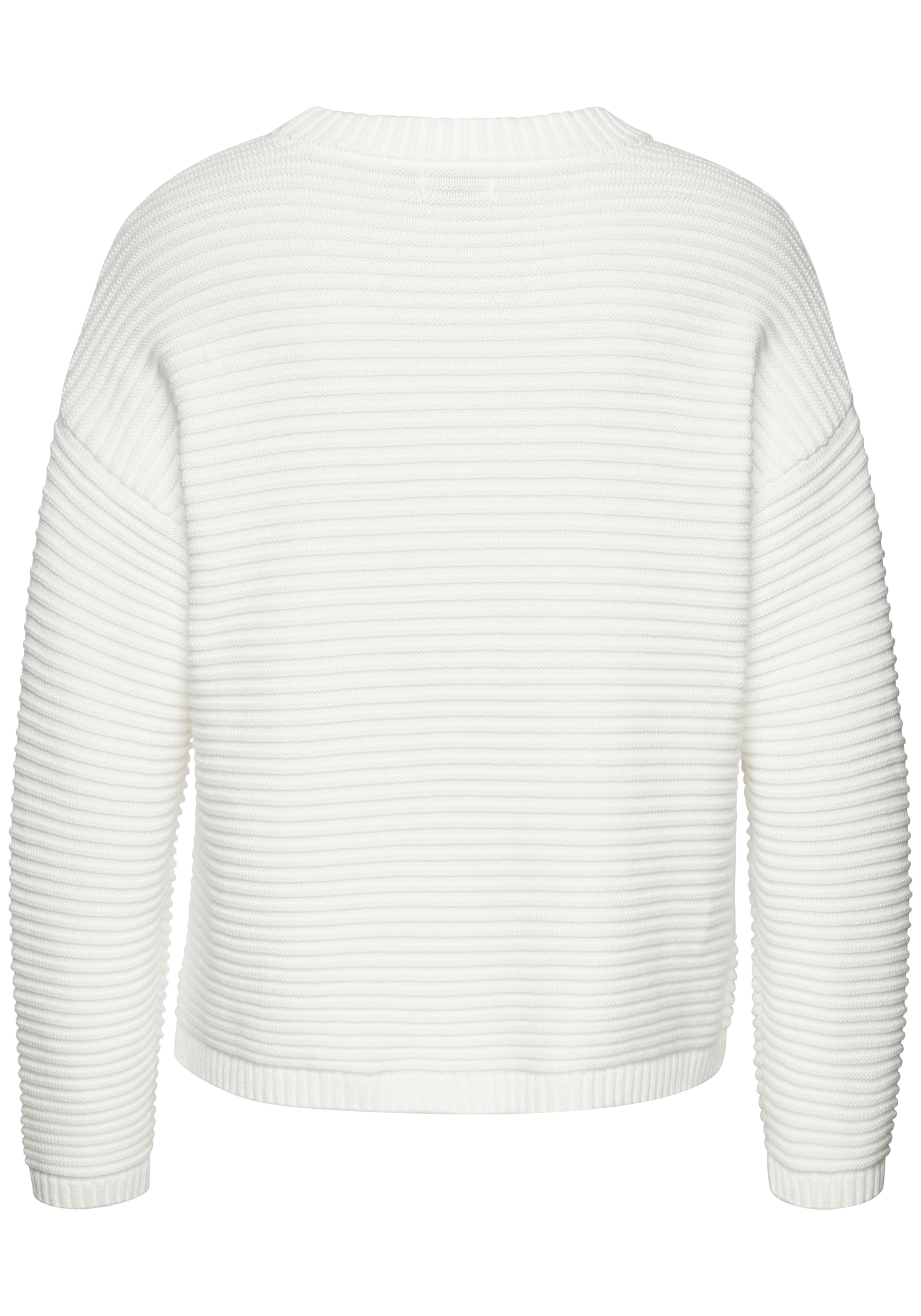 Vivance Strickpullover »aus reiner Baumwolle mit Rippstrickmuster« Rundhalspullover aus Rippstrick, langärmeliger Pullover, Baumwolle
