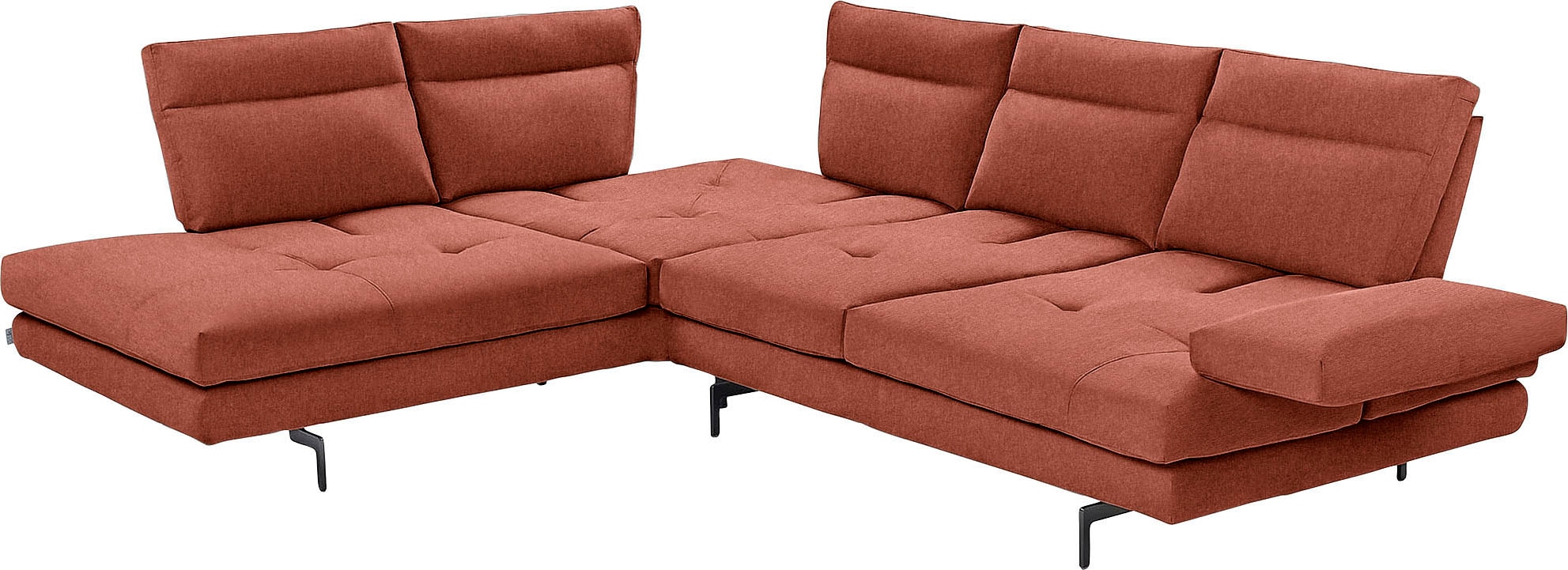 CALIA ITALIA Ecksofa »Toby Wing, B/T: 288/232 cm, Designsofa mit sensationellem Sitzkomfort« L-Form, Sitztiefenverstellung, funktionale Ecke, Füsse in schwarz matt