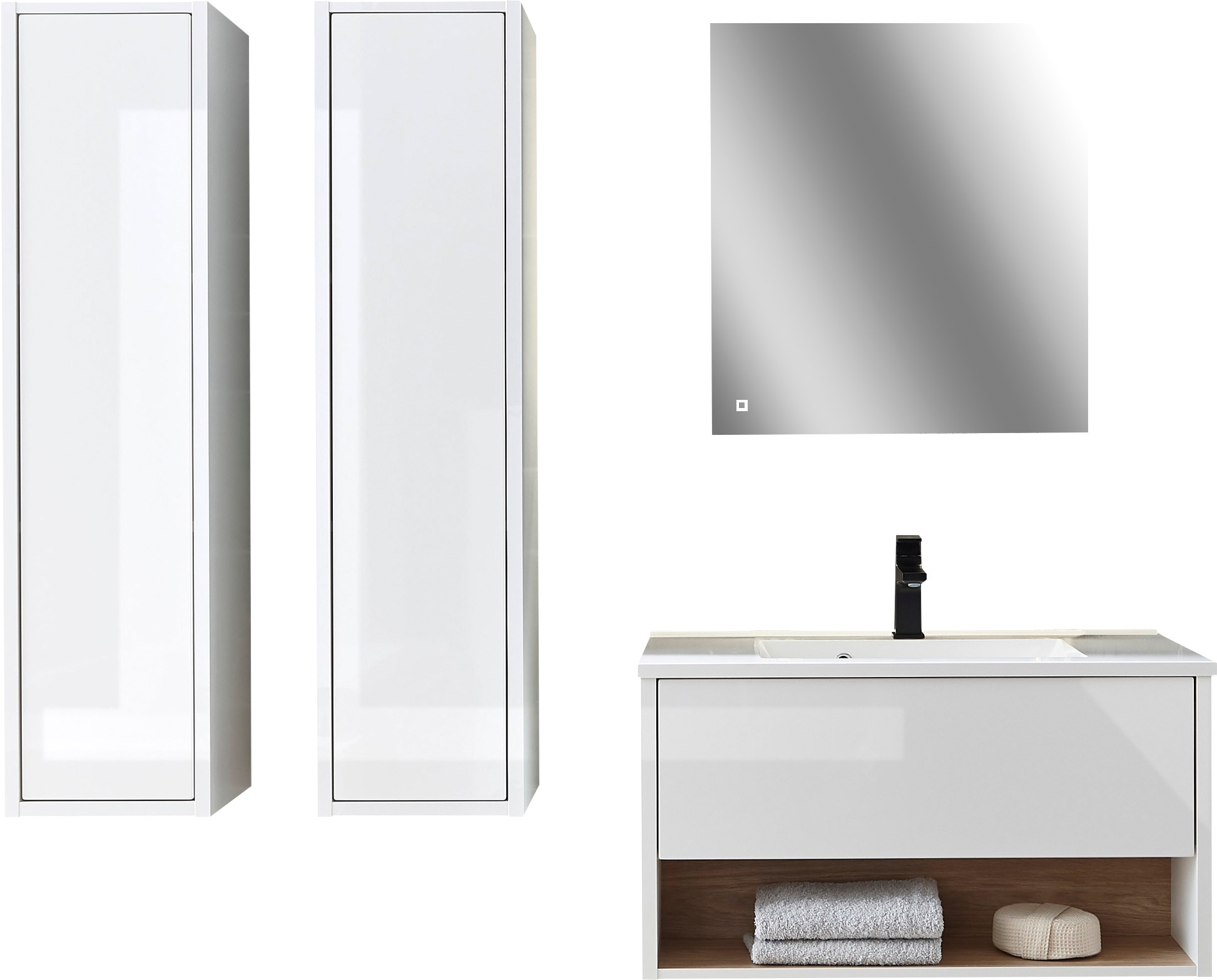 Home affaire Ensemble de meubles de salle de bain »Studio Line, Bad im modernen Design, 4-teiliges Badezimmer« 4 cuis tlg.