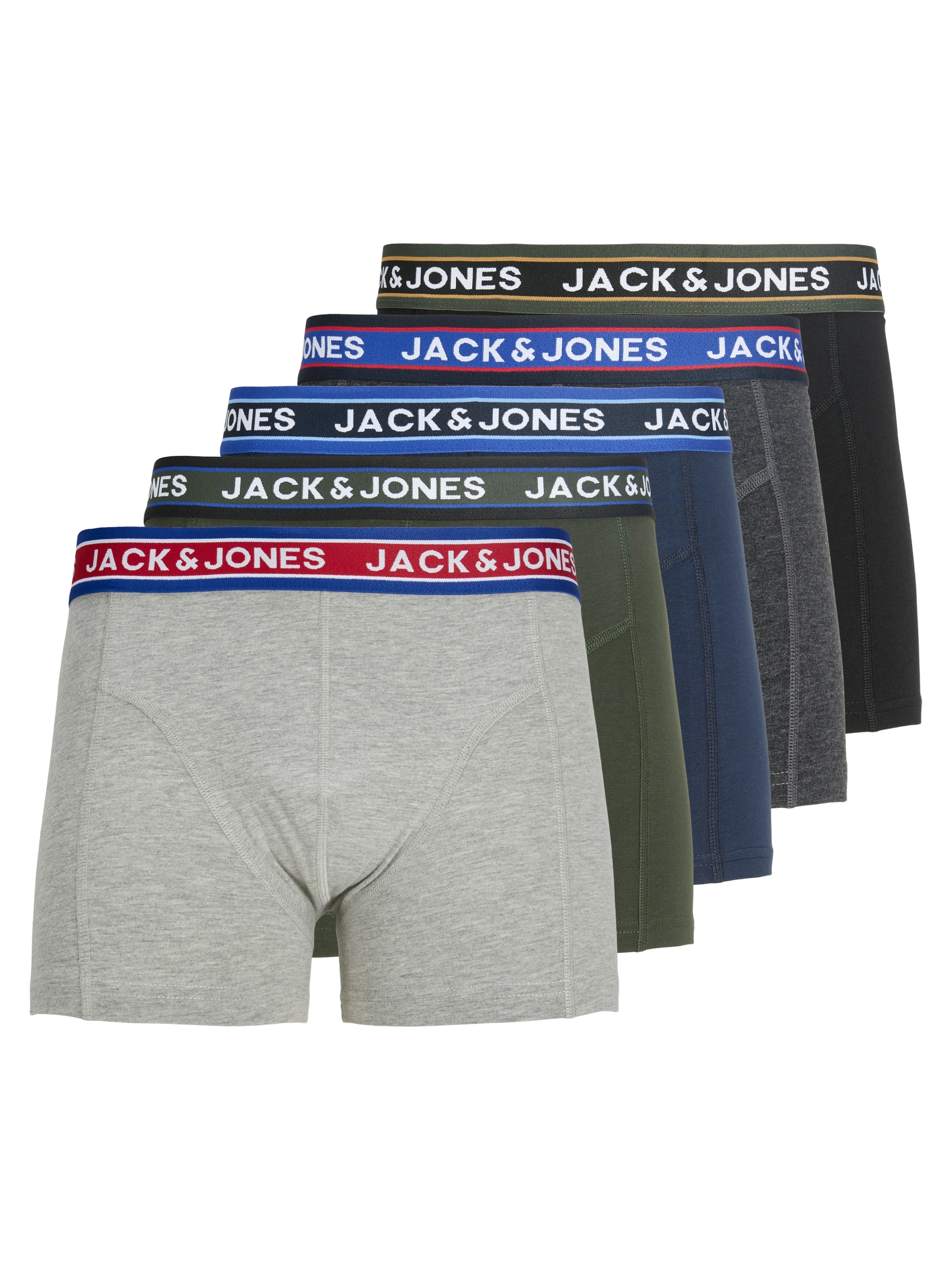 Jack & Jones Tronc »JACOLIVER TRUNKS 5 PACK NOOS« Paquet, 5 cuis mélange de coton, bord-côte élastique