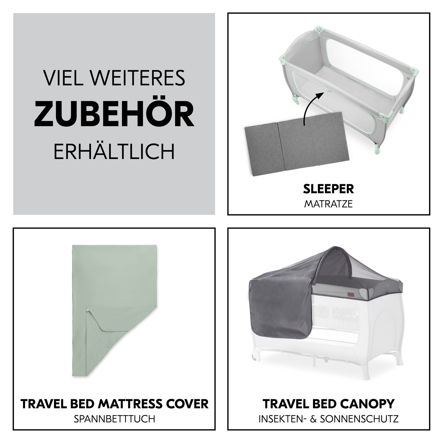 Hauck Baby-Reisebett »Sleep N Play Go Plus, Dusty Mint« mit integrierten Rädern; Vorderausstieg