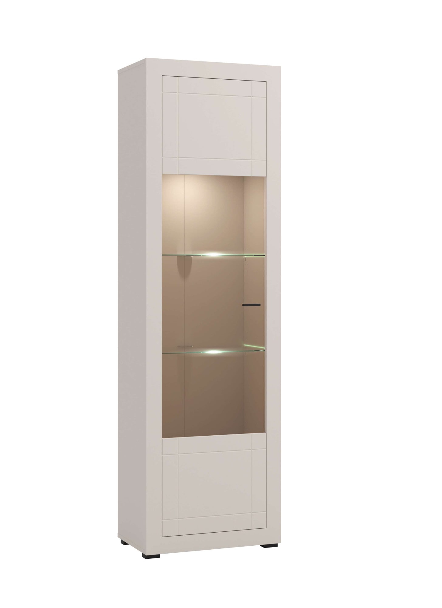 Home affaire Vitrines »Essex Vitrinenschrank, Glasschrank, Standvitrine, Highboard/Sideboard« Präzise Heissfolienprägung, Metallgriff, Eleganter Glasboden