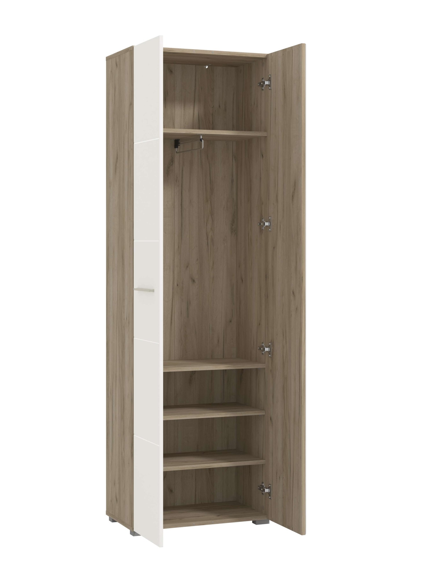 Home affaire Armoire vestiaire »Beny Kleiderschrank, Stauraumschrank, Flurschrank, Höhe 193 cm« Hochglanzfronten, Spiegeltür, Breite 60 cm, ausziehbare Kleiderstange
