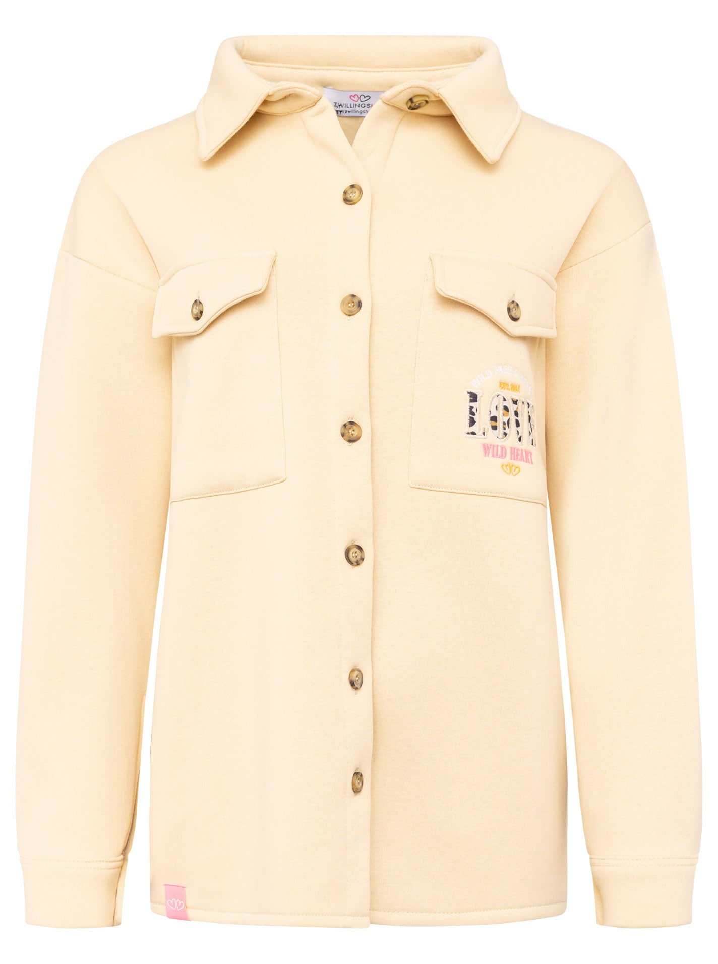 Zwillingsherz Chemise à manches longues Brusttaschen, Knöpfe, weich, Hemdkragen
