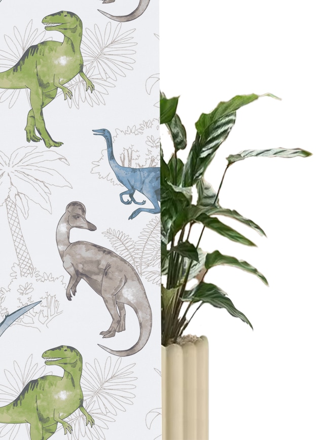 Lüttenhütt Rollo »DINO« verdunkelnd Blendschutz | Sichtschutz | Verdunkelung ohne Bohren freihängend Fixmass, Klemmfix, DINO, Kinderrollo -NEUHEIT!