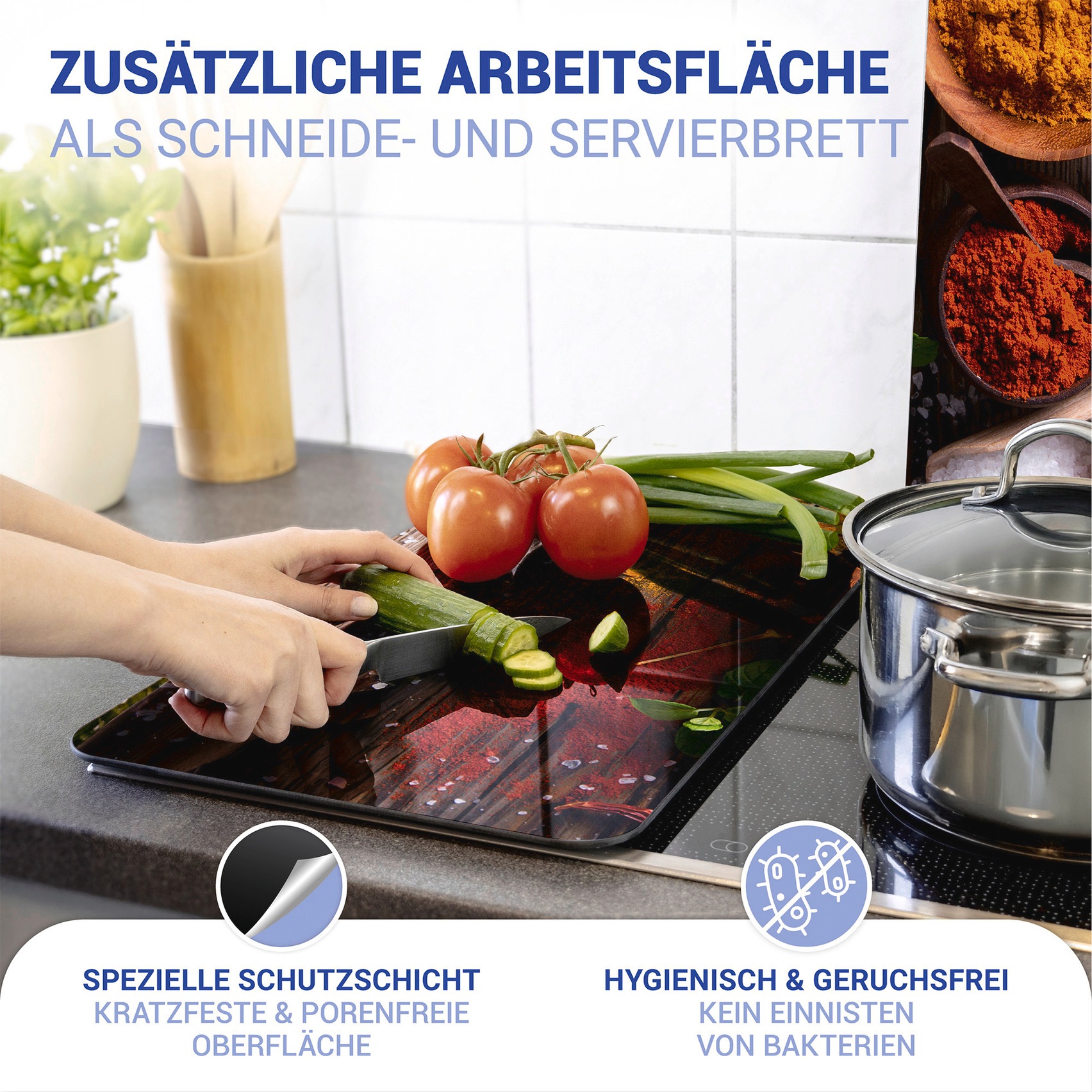 WENKO Herd-Abdeckplatte »Universal Modell Gewürze« Herdabdeckung für alle Herdarten, kratzfest, mit rutschfesten Füssen