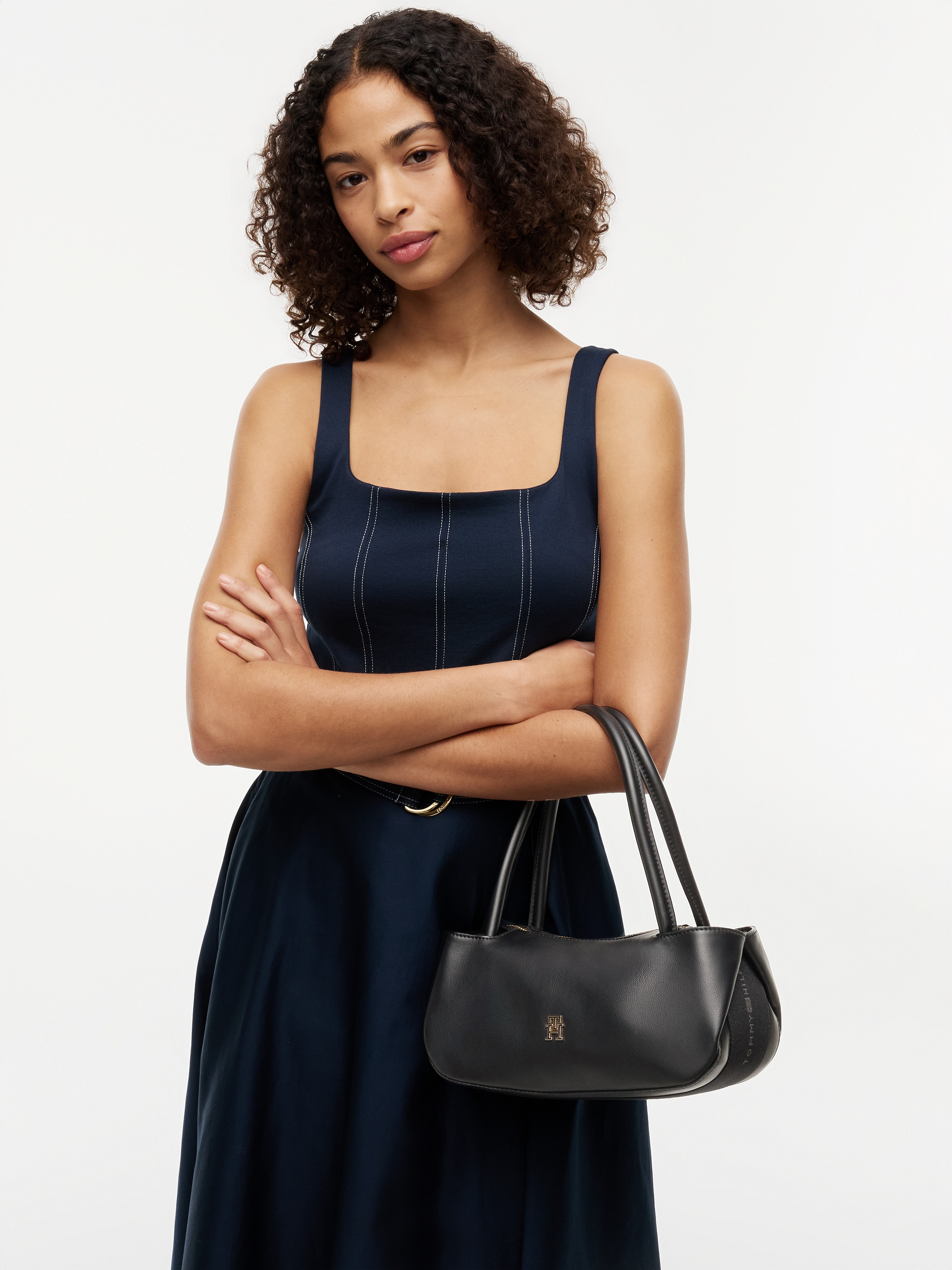 Tommy Hilfiger Henkeltasche »TH LOGOTAPE SHOULDER BAG« Damen Handtasche mit doppeltem Tragegriff