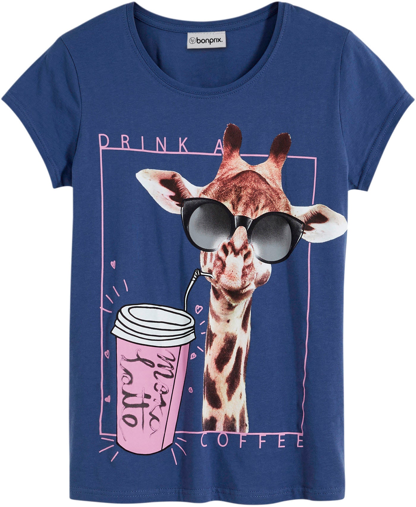 bonprix T-shirt lockere Passform, Kurzarm, mit Frontdruck, aus reiner Baumwolle