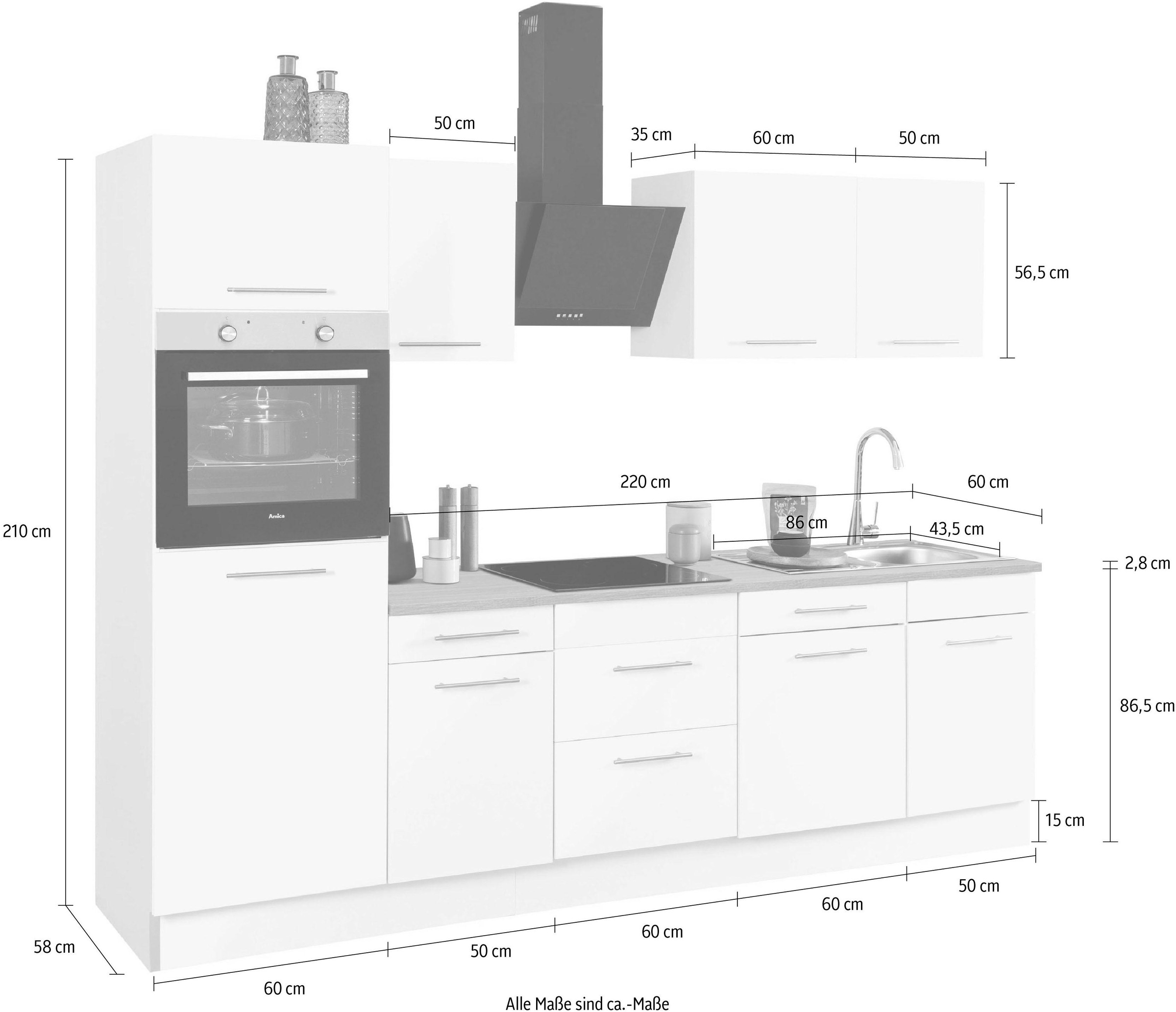 wiho Küchen Küchenzeile »Ela« Breite 280 cm, Soft-Close-Funktion, höhenverstellbare Füsse