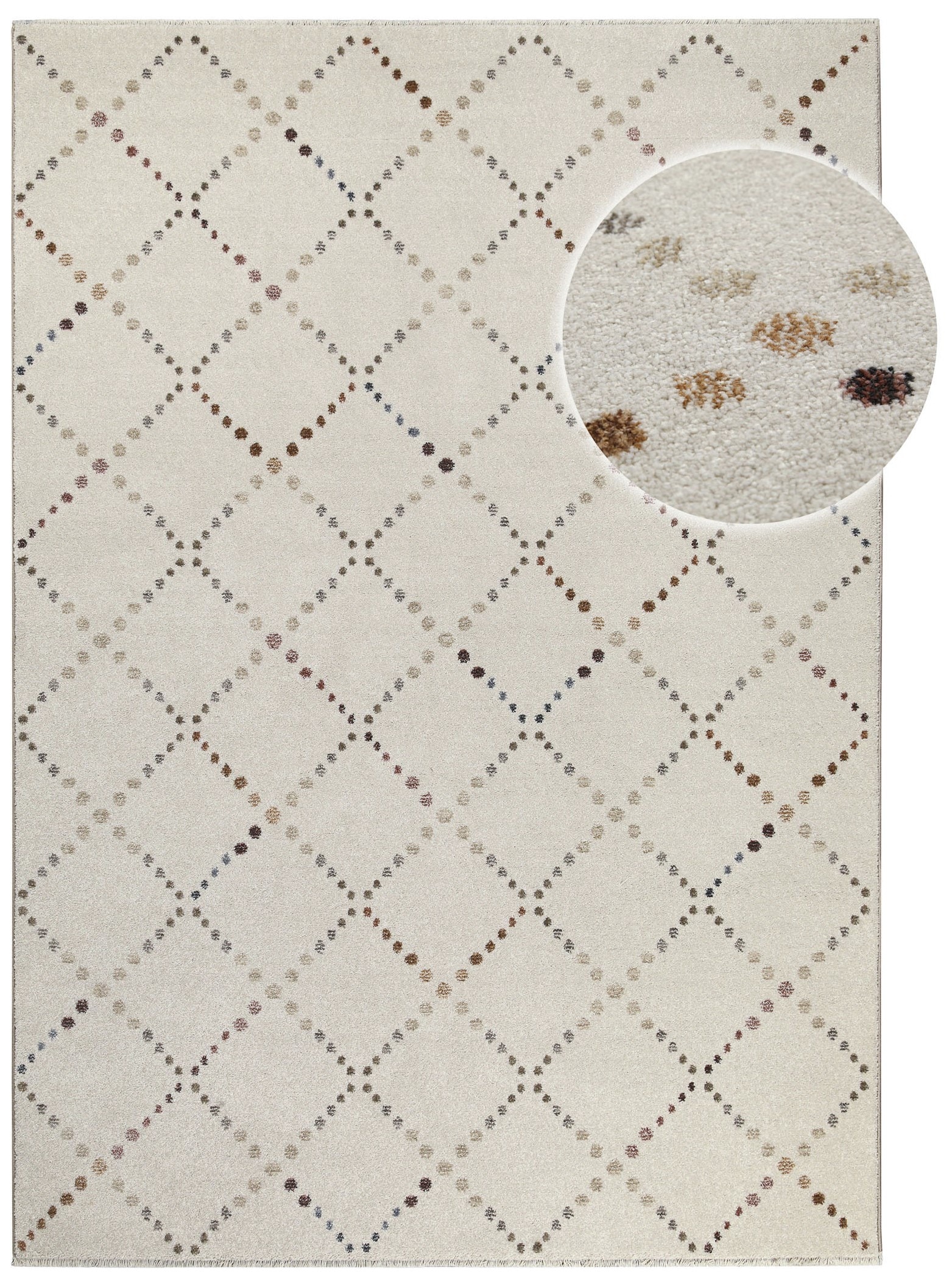 GOODproduct Teppich »Thoren« rechteckig 12 mm Höhe weicher Kurzflor, Rautenmuster mit Fransen, Wohnzimmer, Schlafzimmer