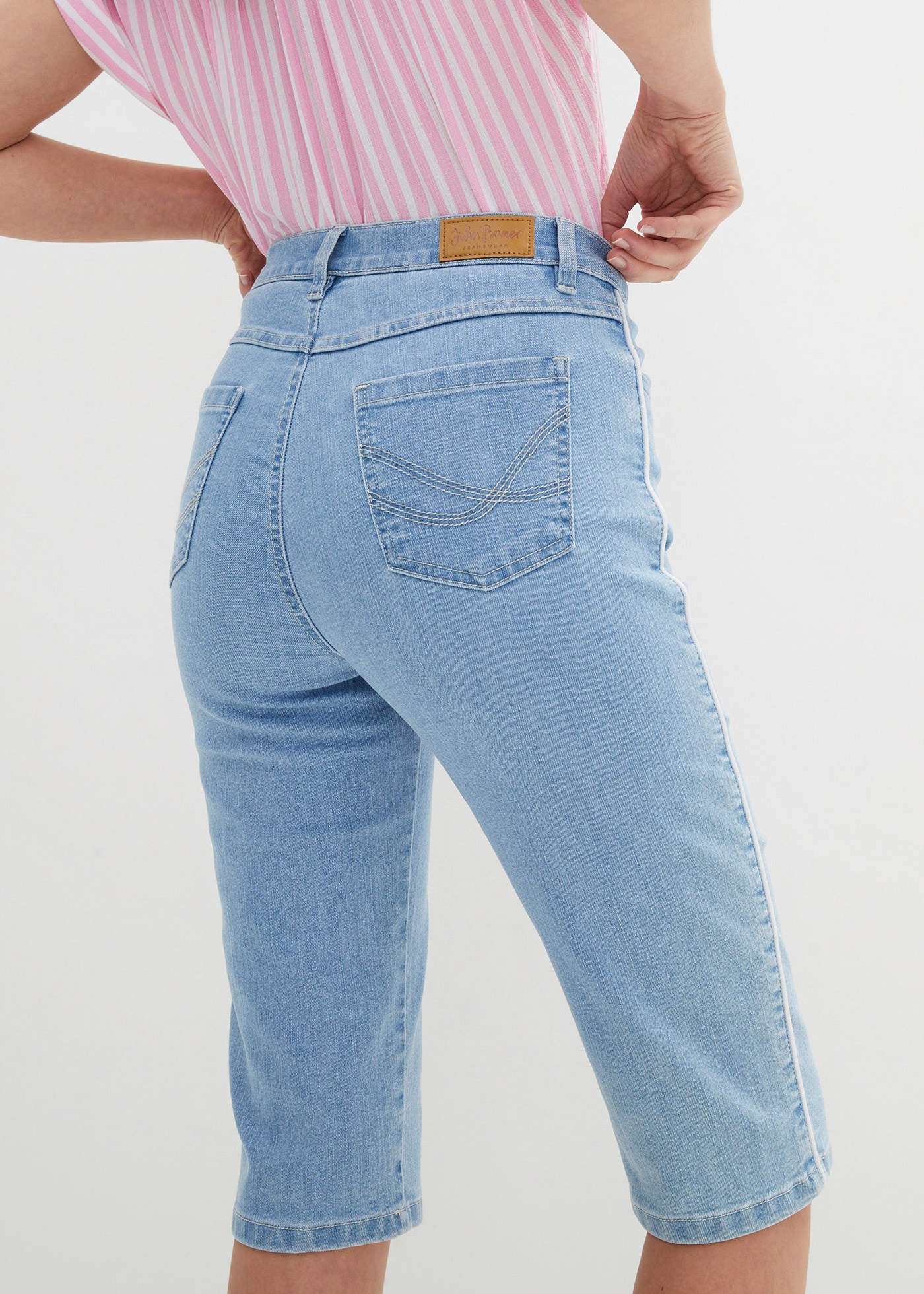 bonprix Bermudas »Jeans Bermuda Slim Fit High Waist«  aus Baumwollmischung mit Stretch, Slim Fit, casual Stil