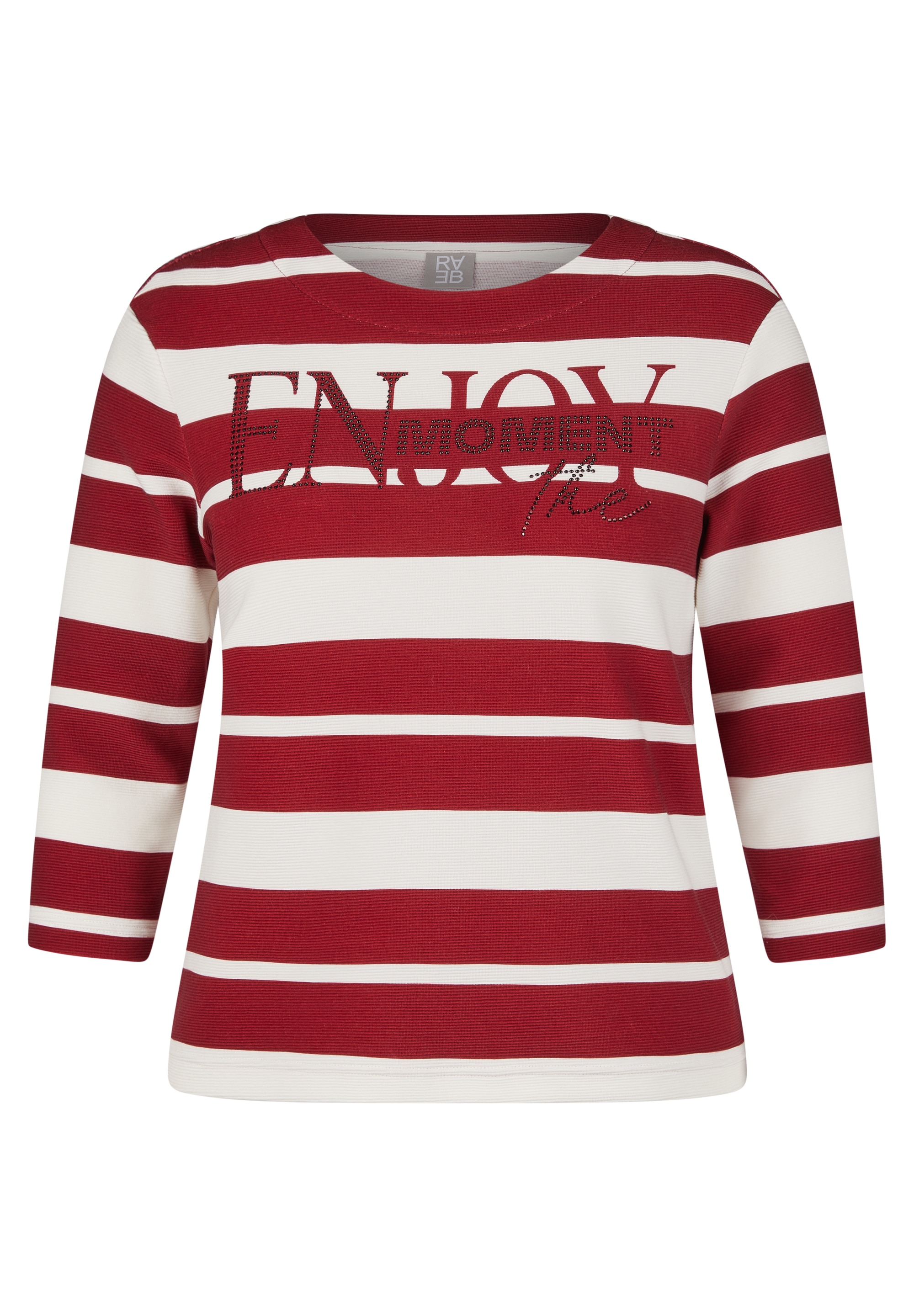 Rabe T-shirt à manches 3/4 im Streifen-Design und mit Nieten-Details