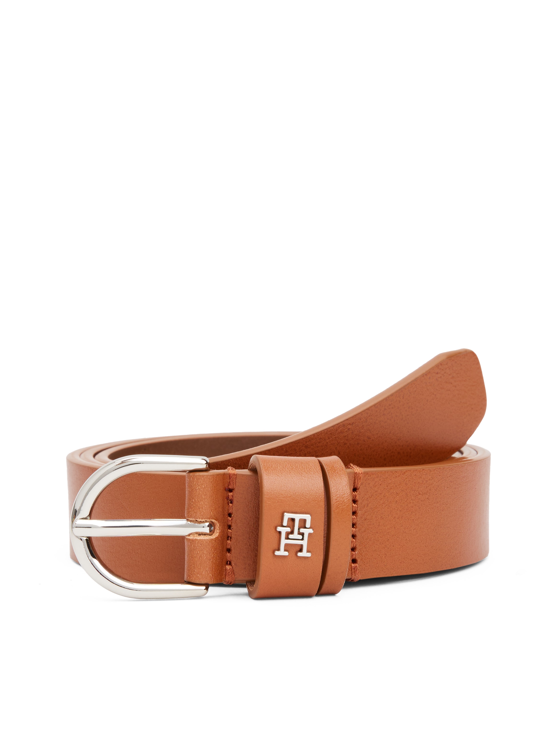 Tommy Hilfiger Ceinture en cuir »ESSENTIAL EFFORTLESS 2.5 SILVER« Einfachdornschliesse, Metallemblem