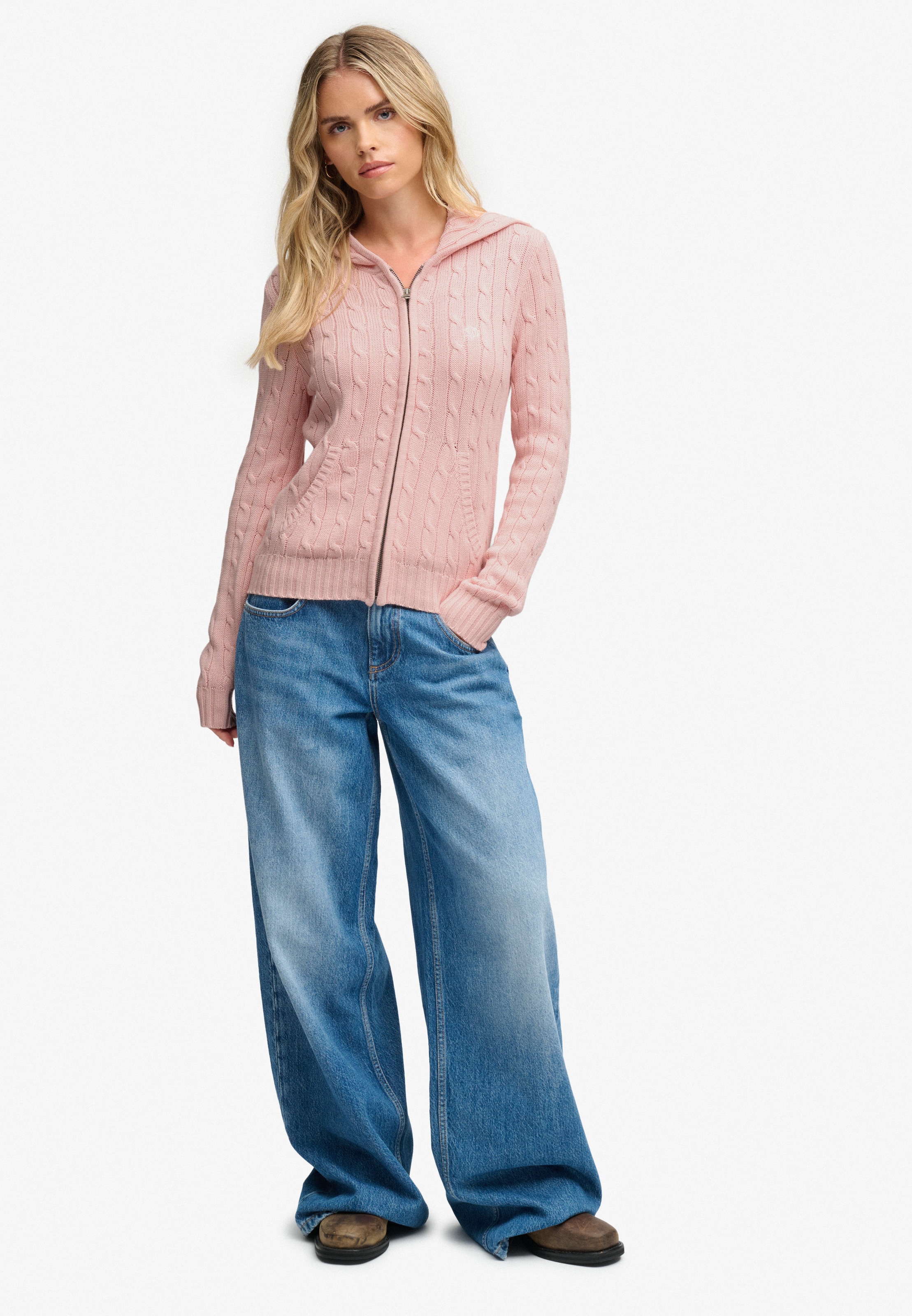 Superdry Kapuzenstrickjacke »COTTON CABLE HOODIE« Baumwolle