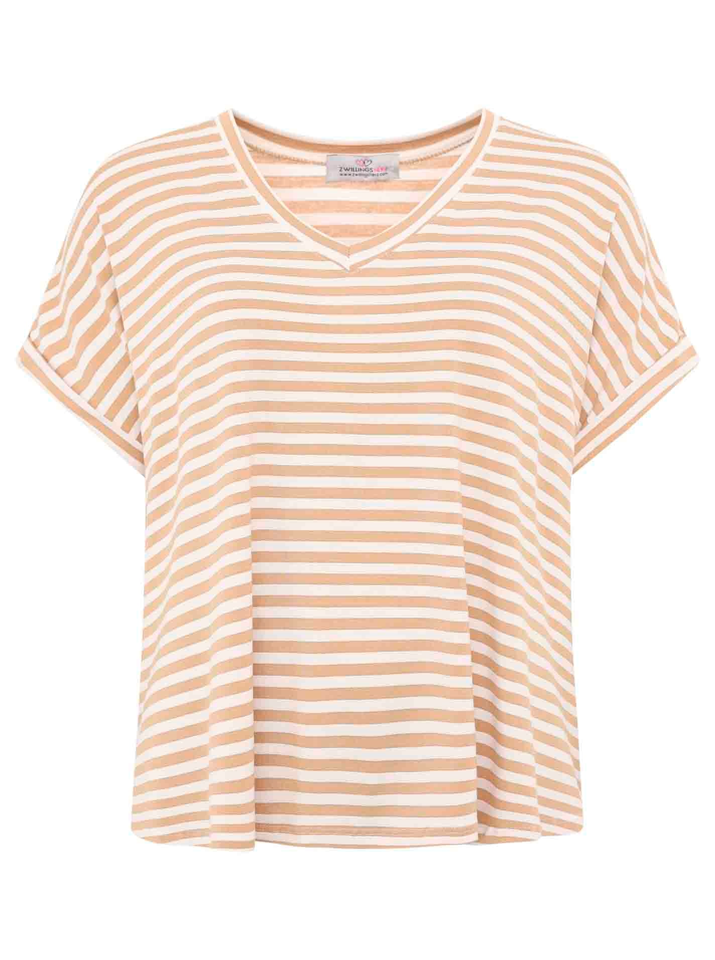 Zwillingsherz T-Shirt »"Maritime Streifen"« One Size, Kurzarm, V-Ausschnitt, gestreift, Loose Fit